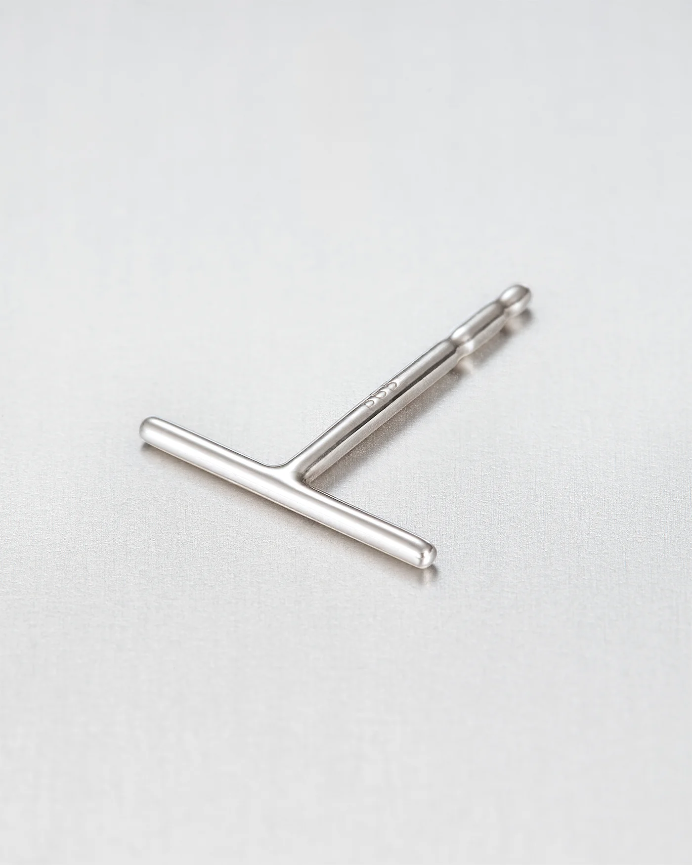 14K White Gold Bar Stud - 1