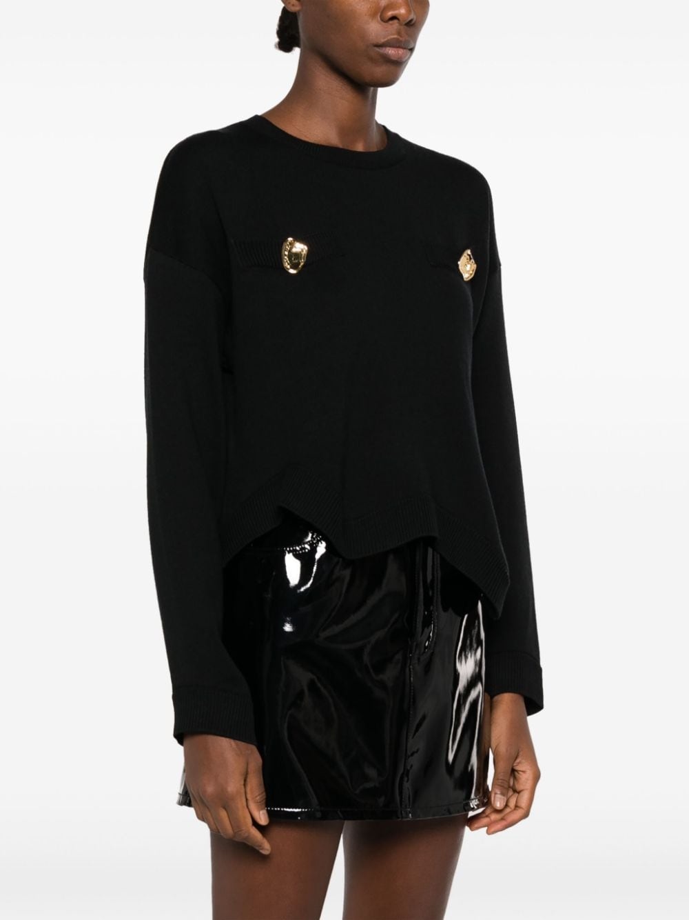 asymmetric-hem virgin wool jumper - 3