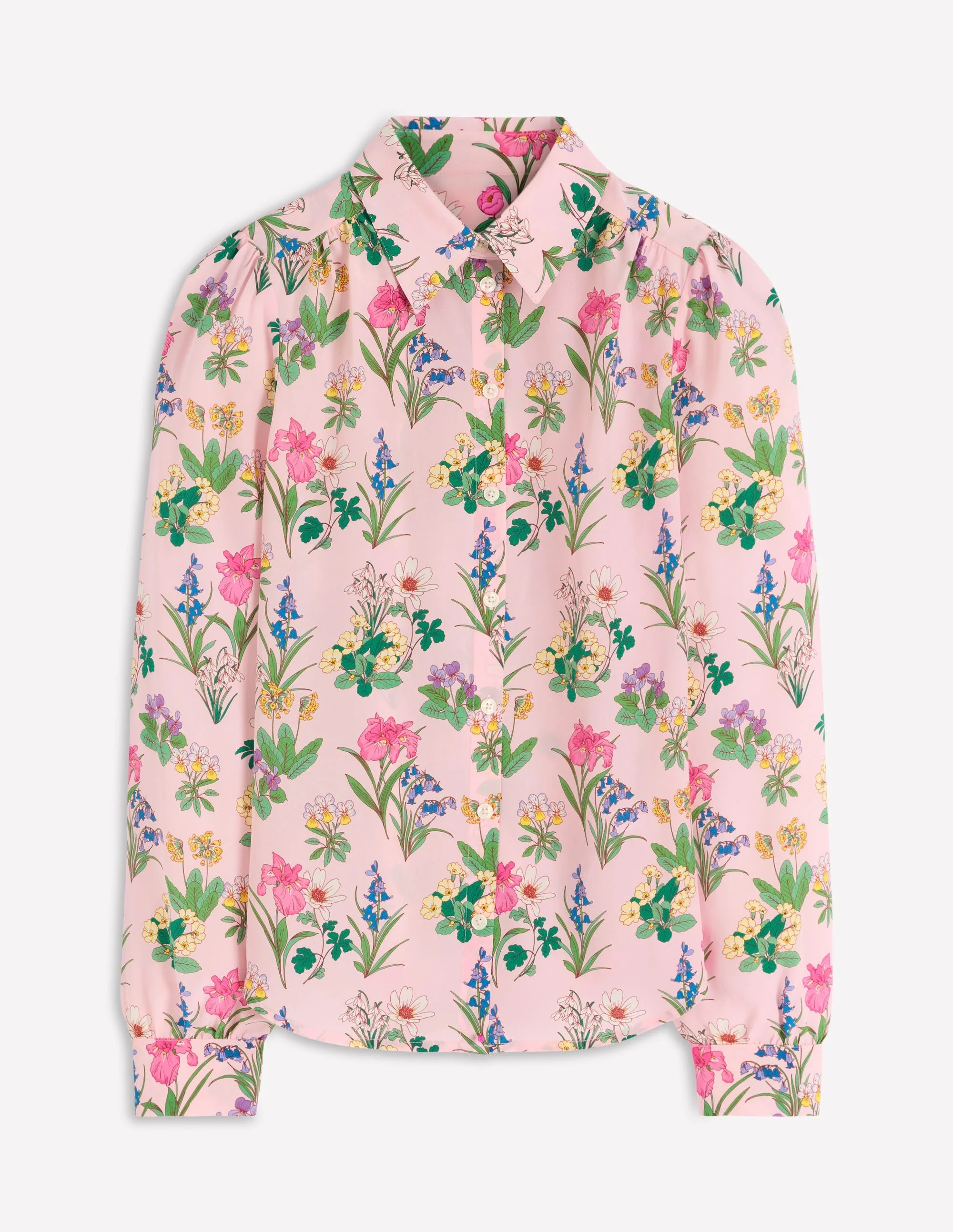 Sara Silk Shirt-French Pink, Delicate Blossom - 1