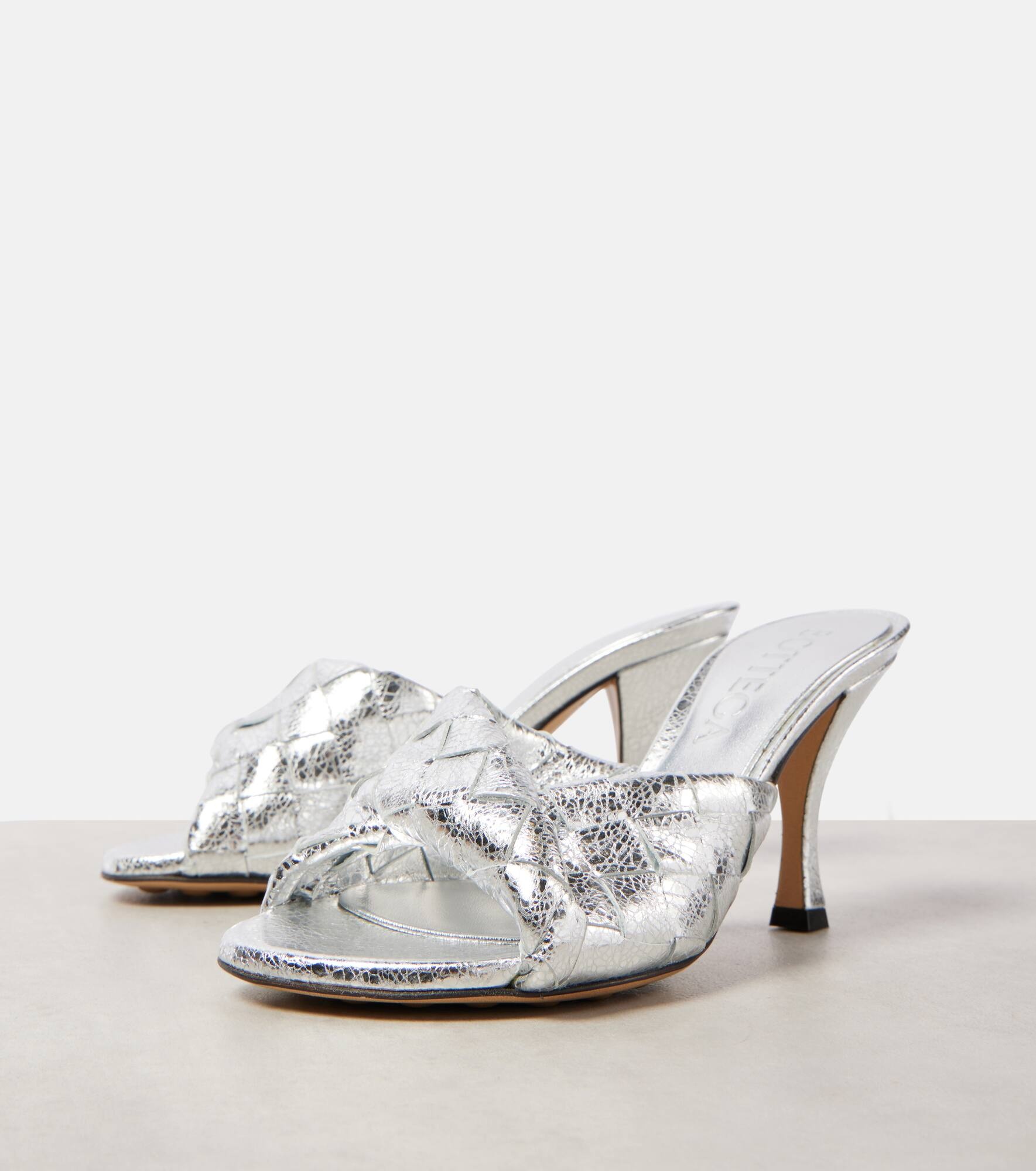 Blink Intrecciato 80 metallic leather mules - 5