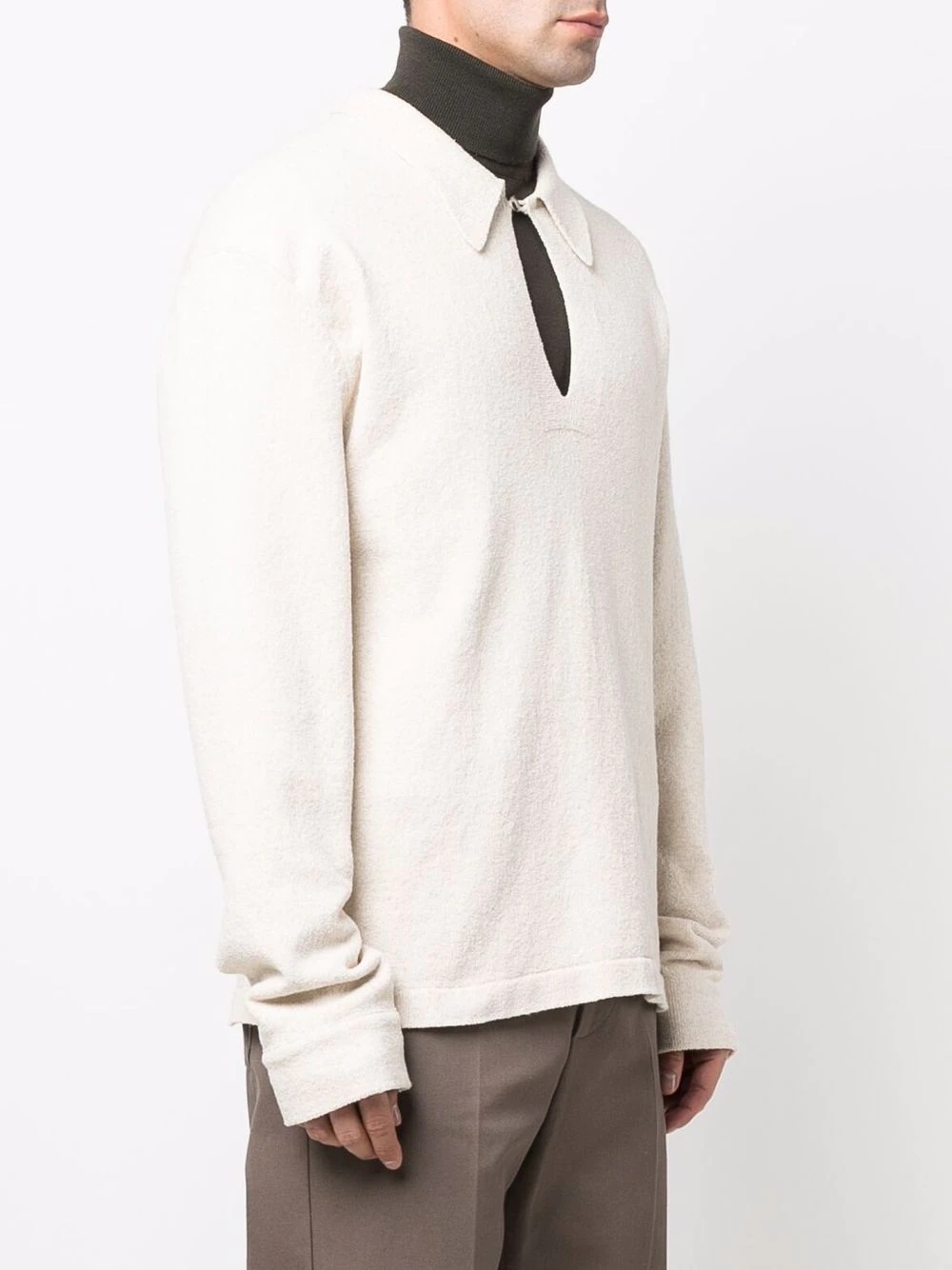 fine-knit spread-collar jumper - 3