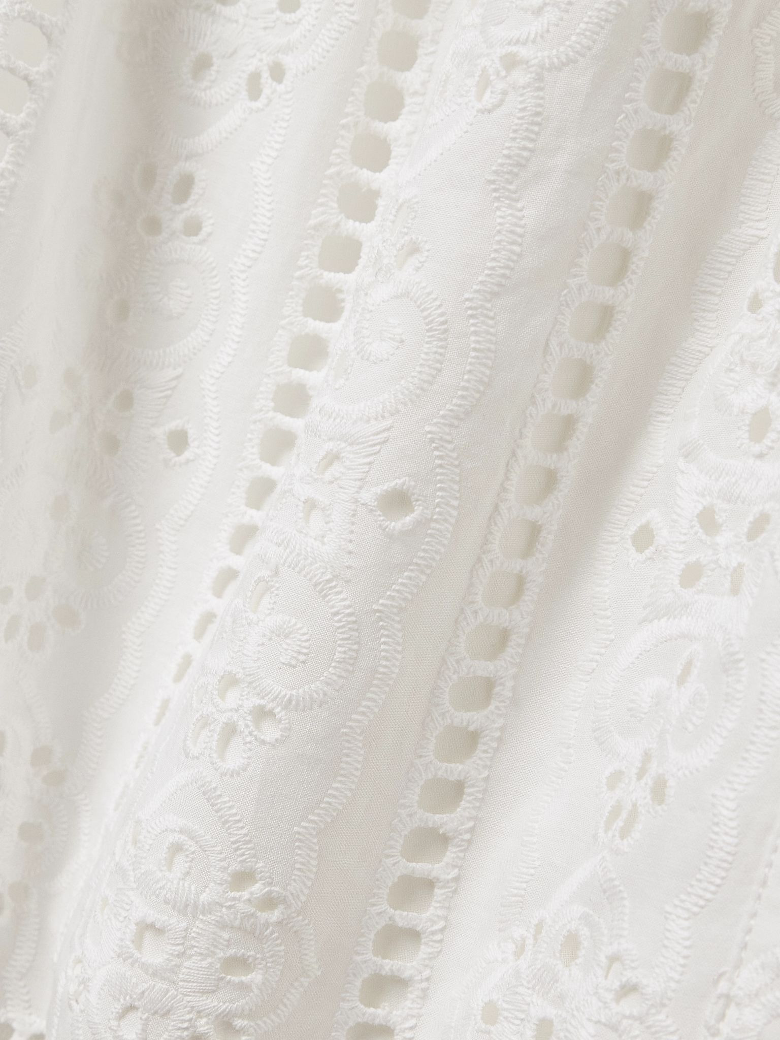 Malena belted broderie anglaise cotton midi dress Ivory - 4