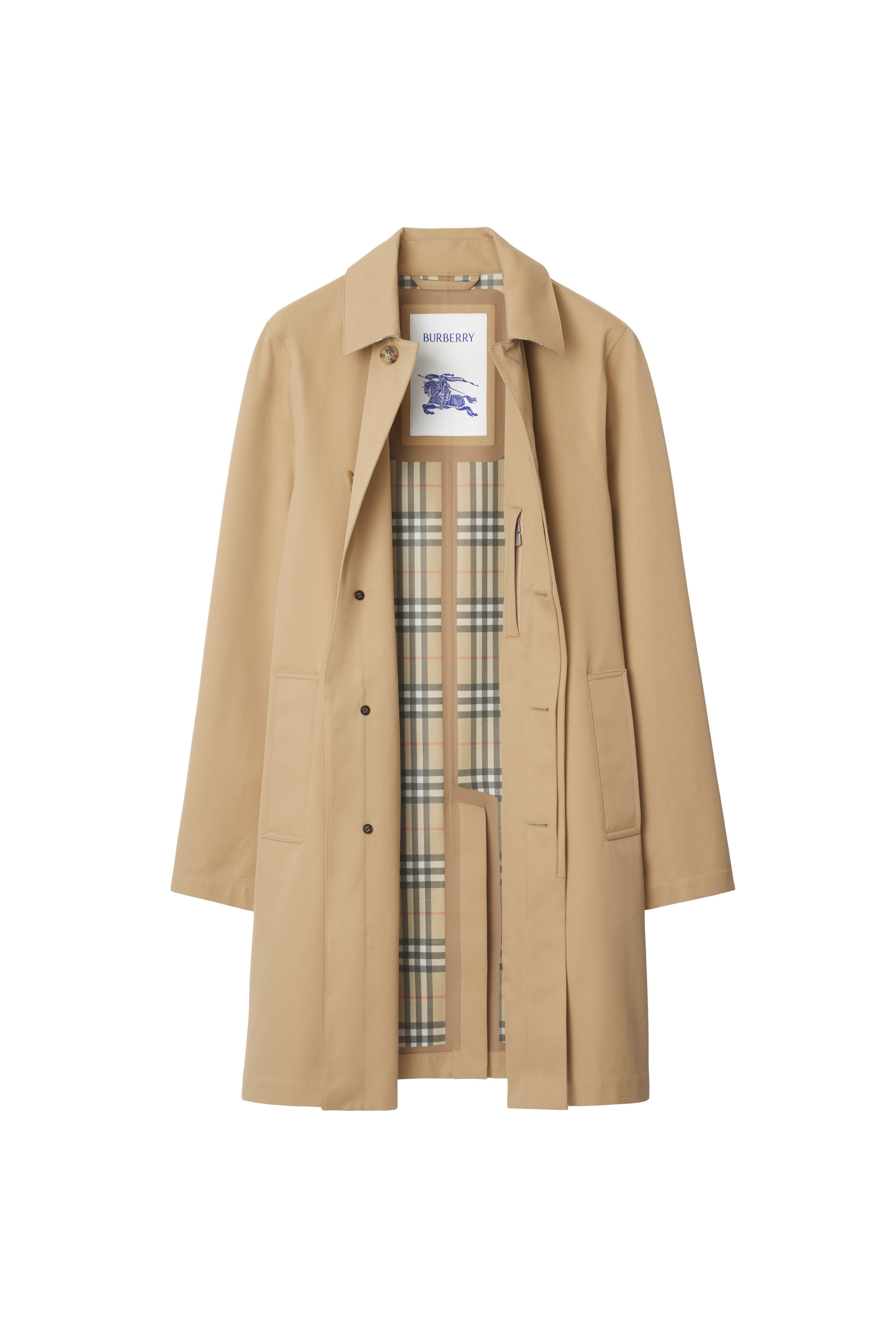 burberry Mid-length Bonded Gabardine Car Coat in Flax Beige at Nordstrom - 5
