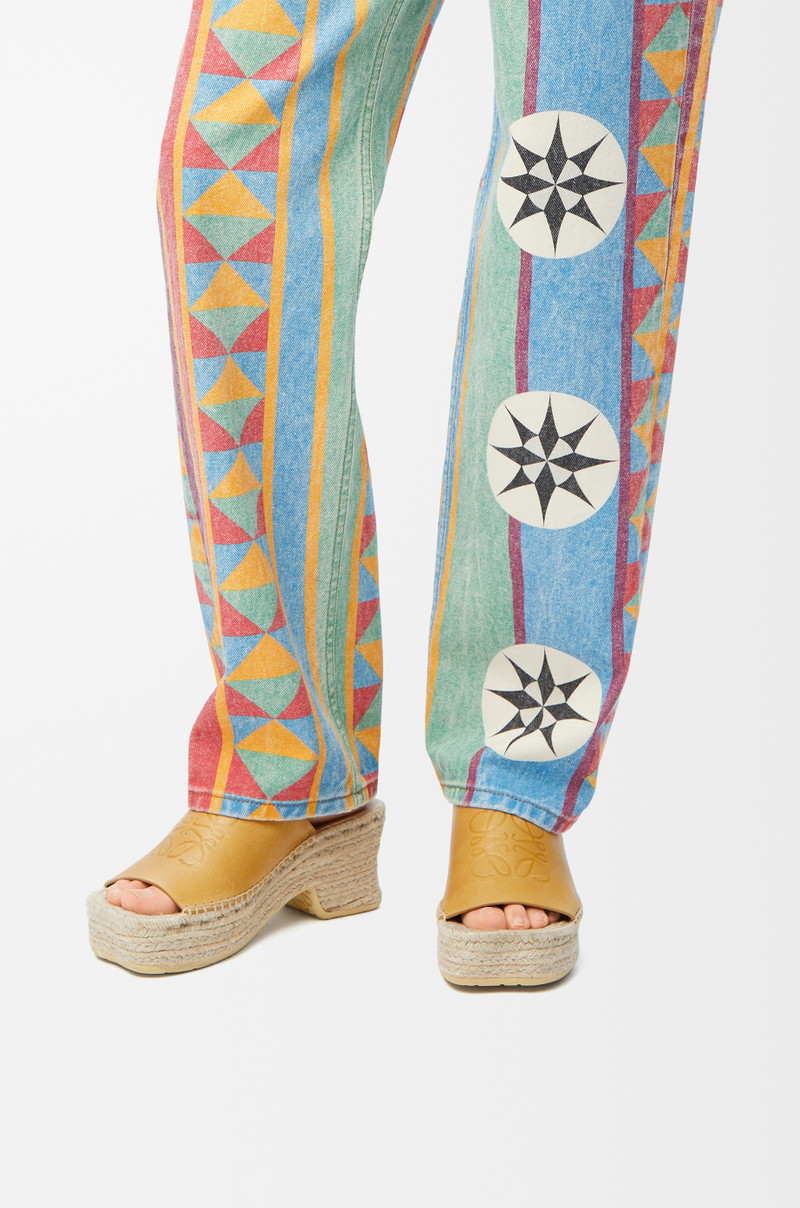 Loewe Petal espadrille platform slide in vegetable-tanned calfskin outlook