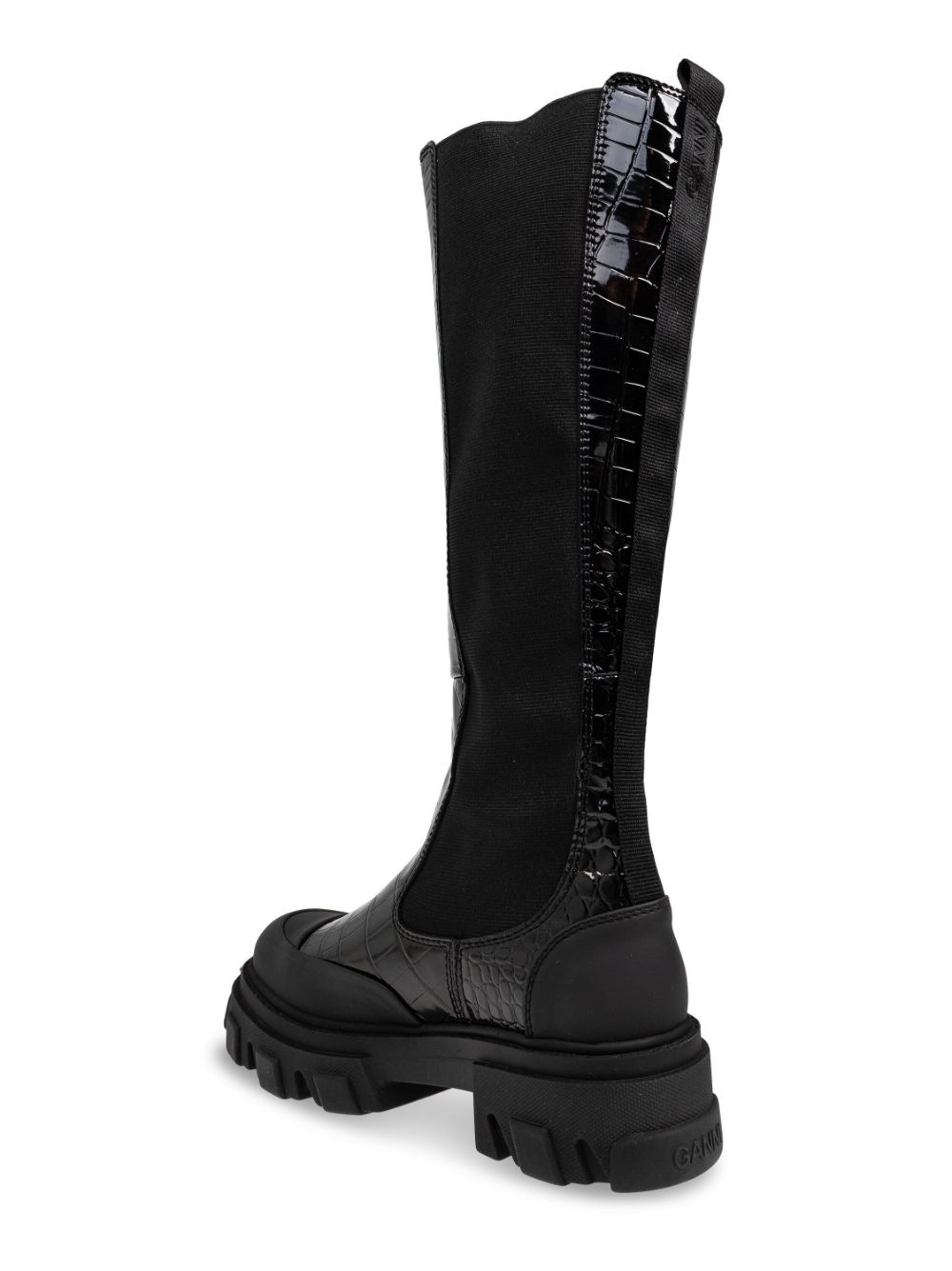 50mm crocodile-embossed knee-high boots - 5