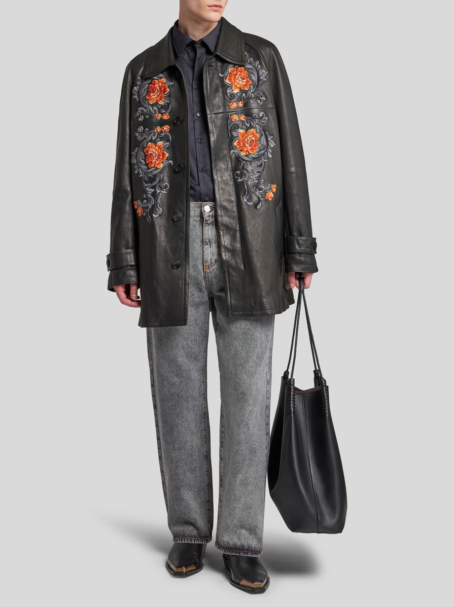 LEATHER JACKET WITH EMBROIDERY - 3