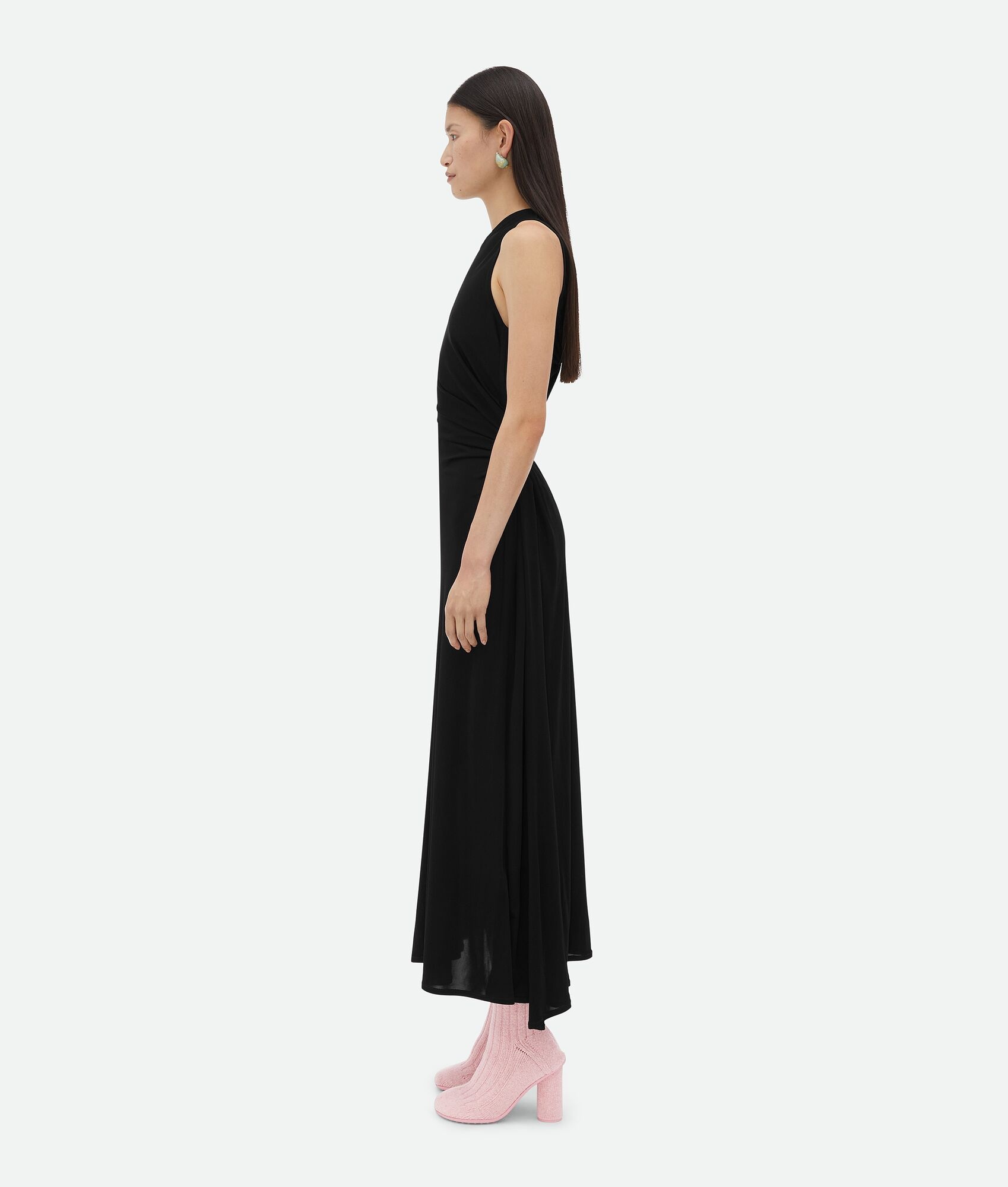 Viscose Jersey Long Dress With Knot Ring - 2