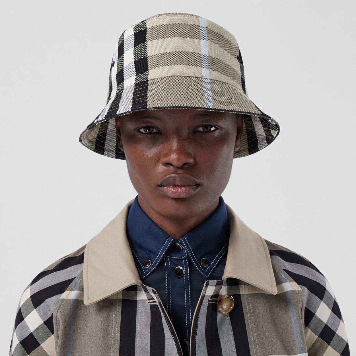 Check Cotton Jacquard Bucket Hat - 3