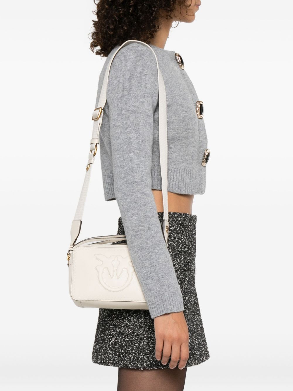 embossed-logo calf leather cross-body bag - 2