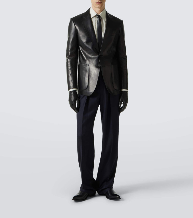 TOM FORD Single-breasted leather blazer outlook