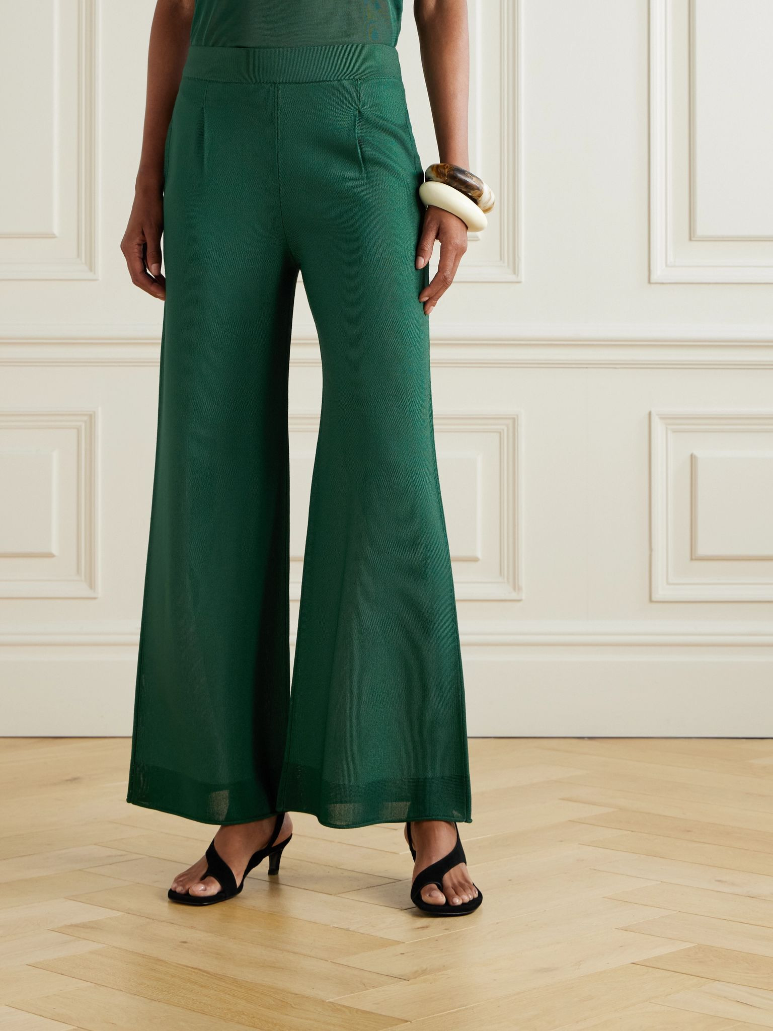 Gordon stretch-knit wide-leg pants Green - 3