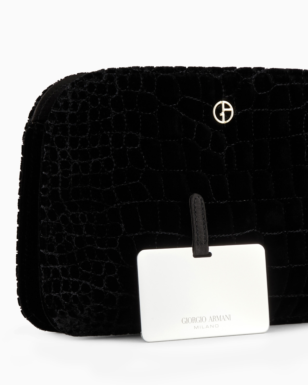La Prima croc-quilted velvet clutch bag - 6