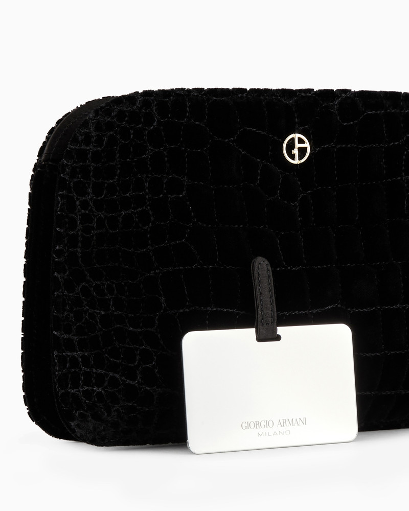 La Prima croc-quilted velvet clutch bag 6