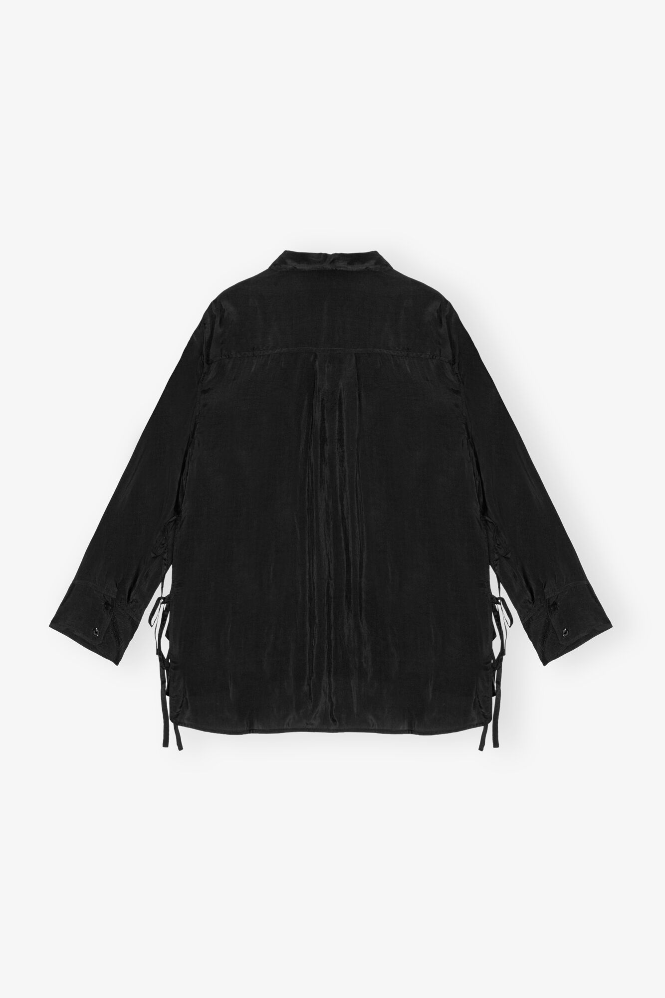 BLACK VISCOSE HABOTAI OVERSIZED SHIRT - 6