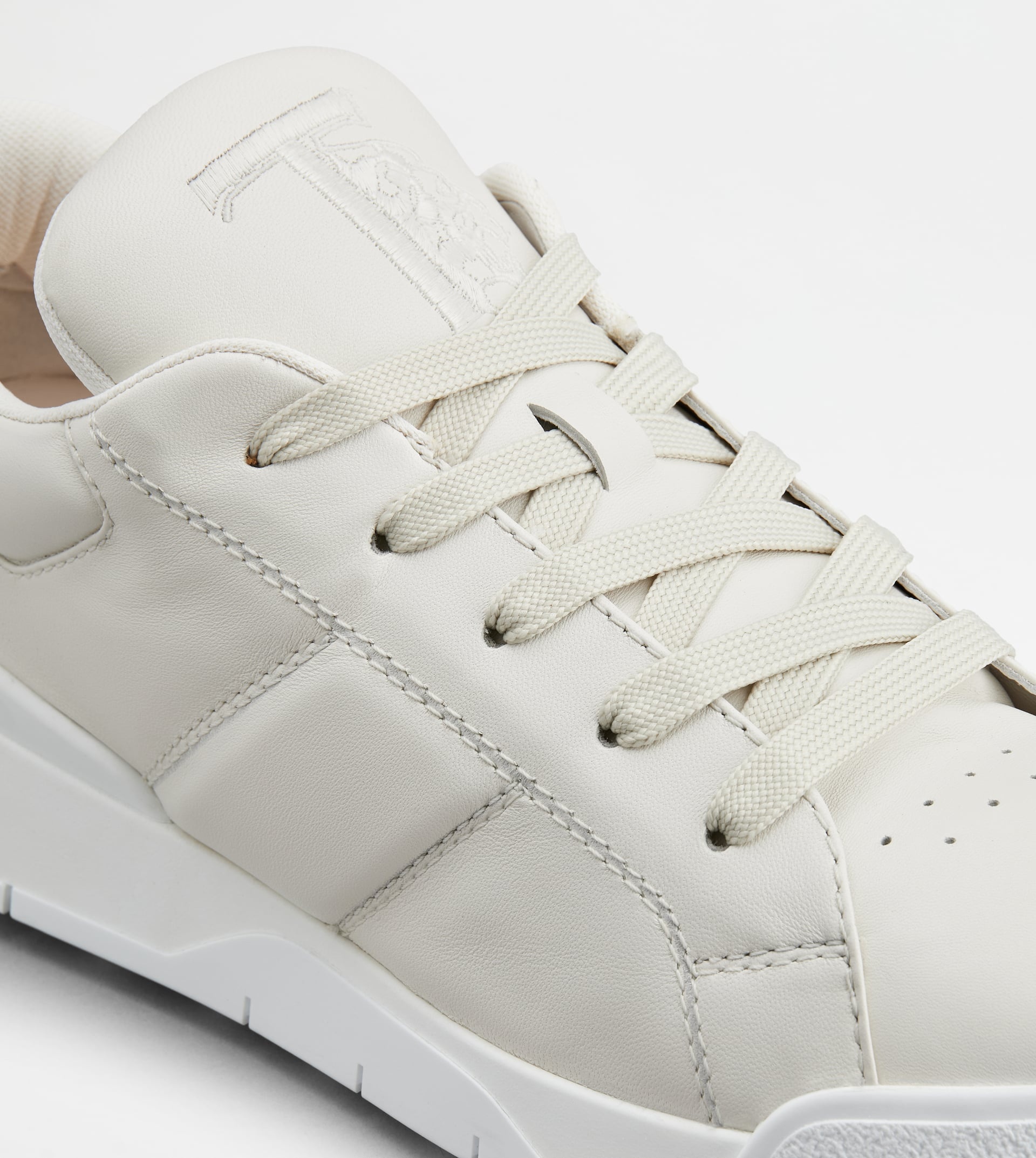 SNEAKERS IN LEATHER - WHITE - 5