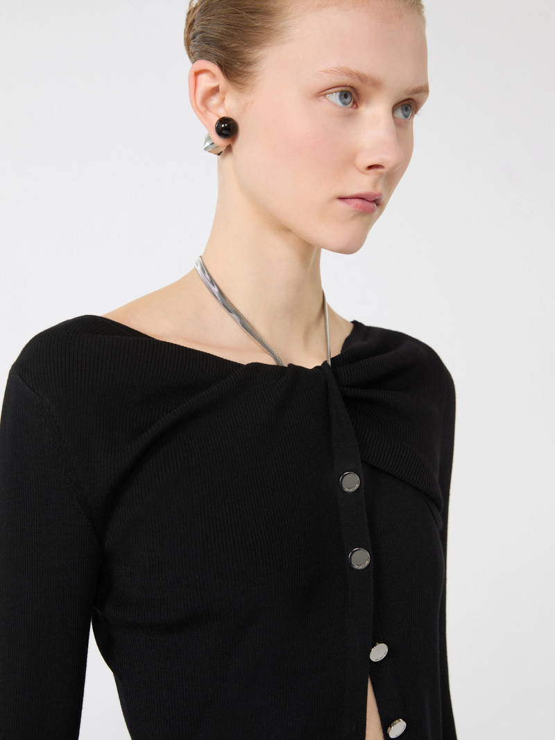 TROFEO Wool cardigan with chain - BLACK 6