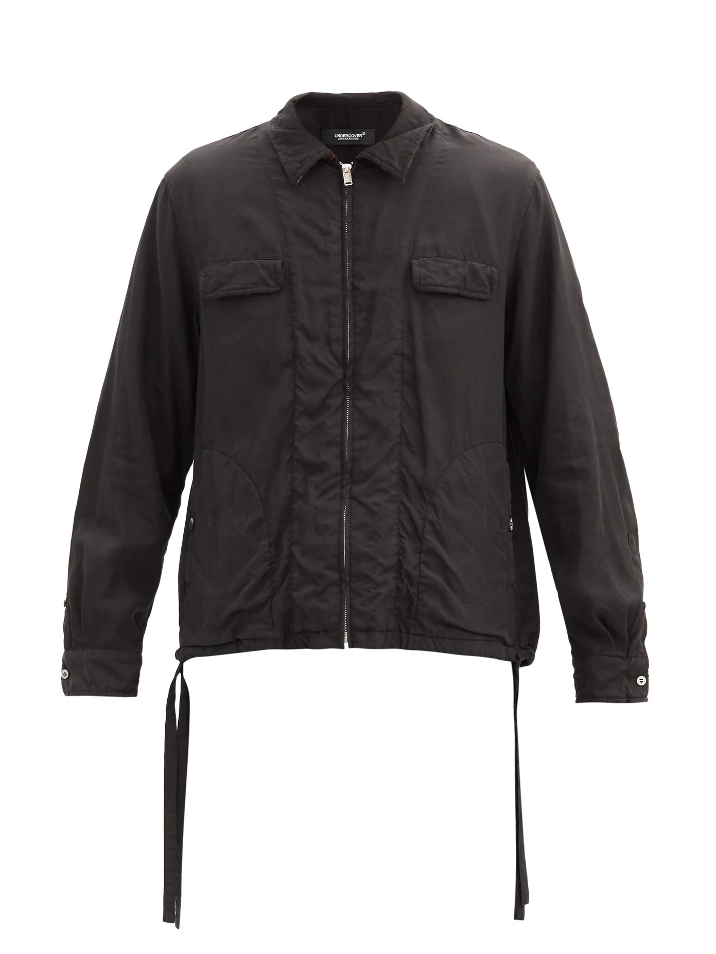 Drawcord-hem wool-twill jacket - 1