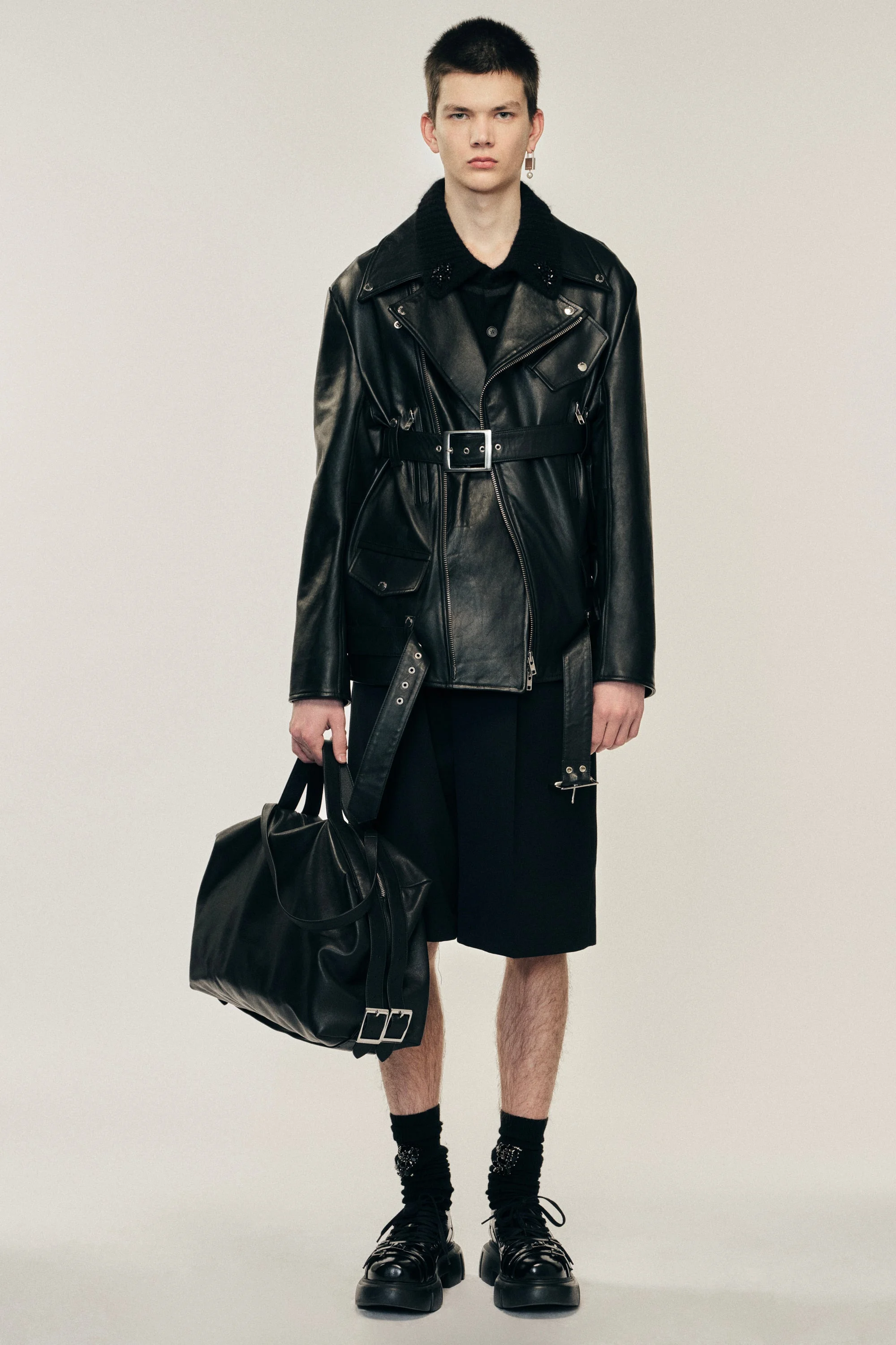 Multi Belt Biker Jacket - 1