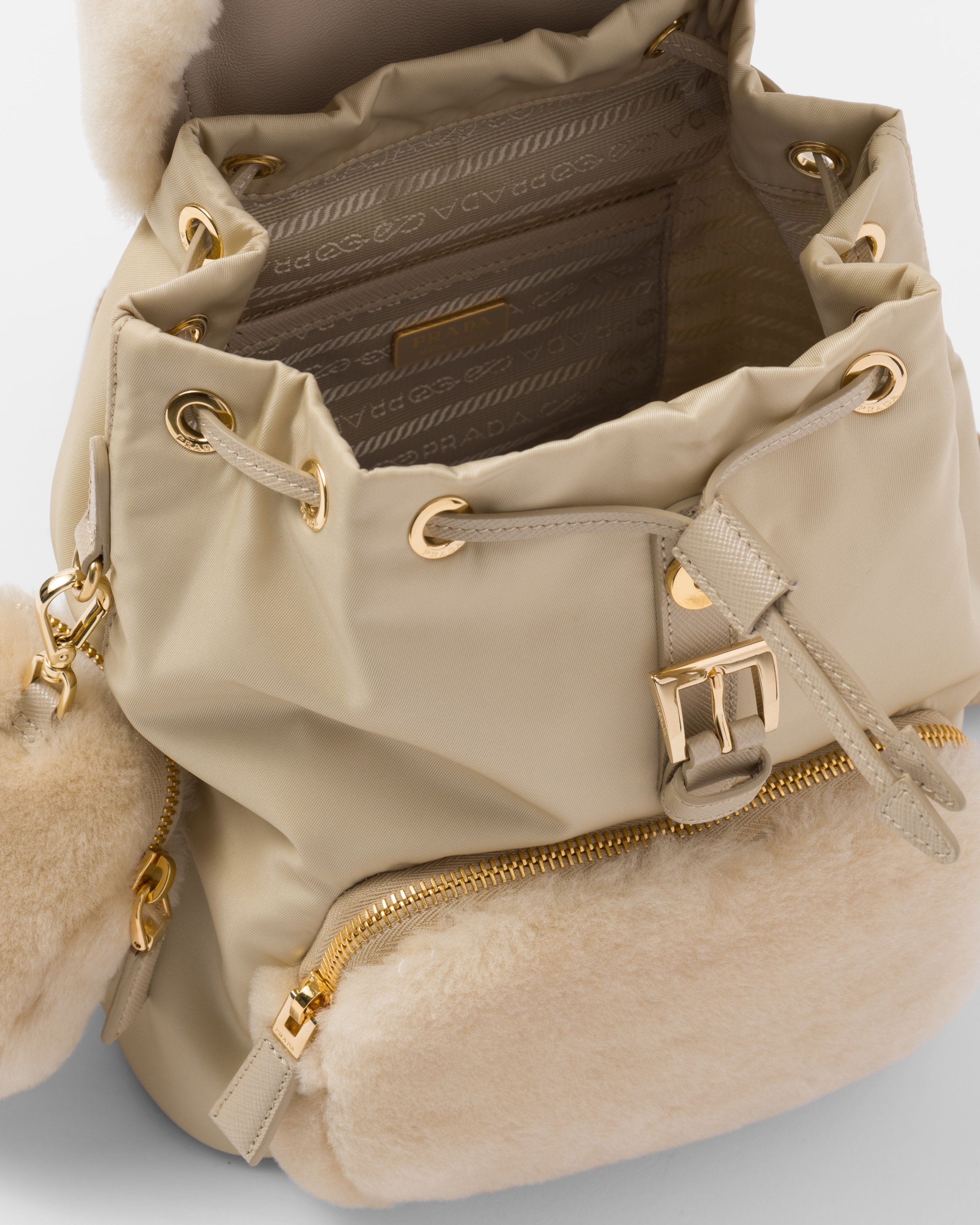 Re-Nylon and shearling backpack - 4