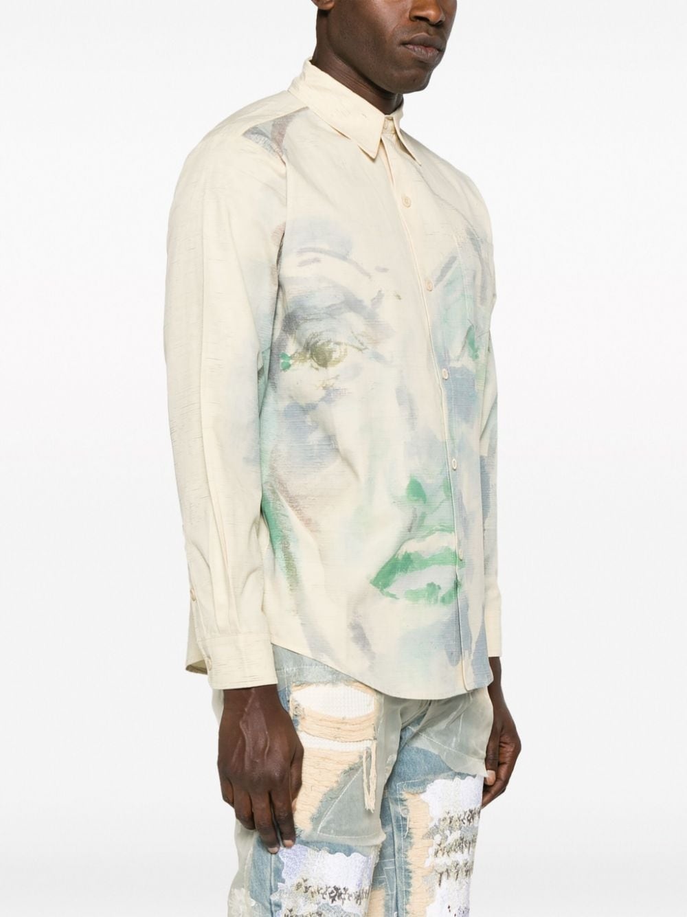 face-print cotton shirt - 3