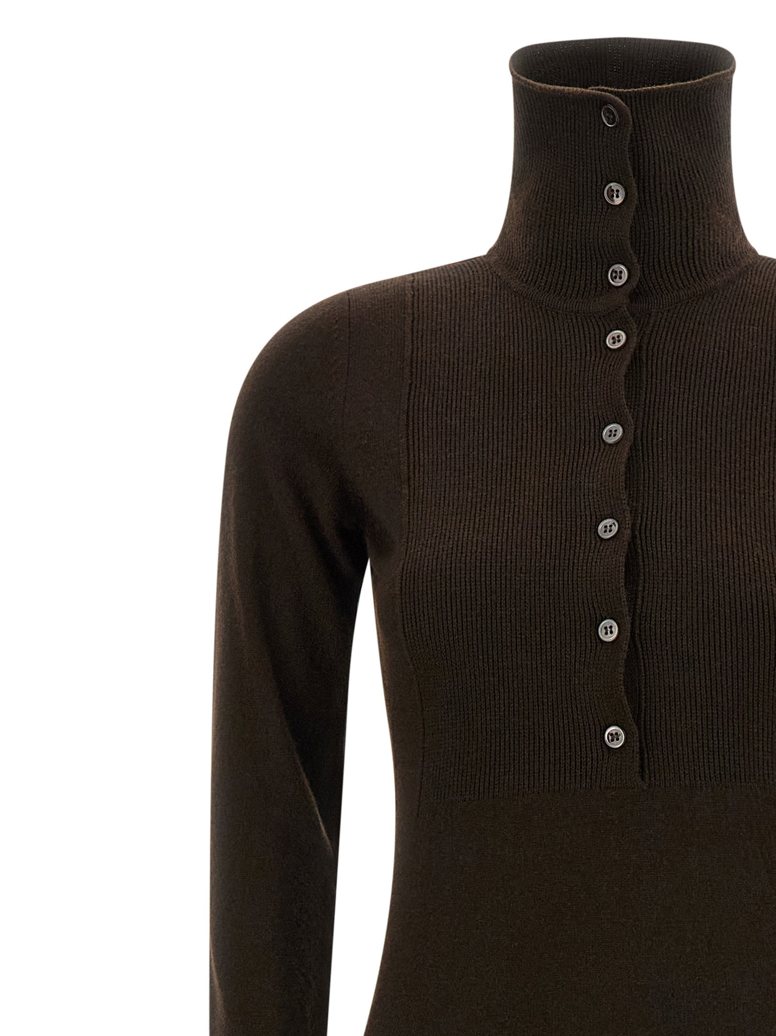 High Neck Dress Dresses Brown - 3
