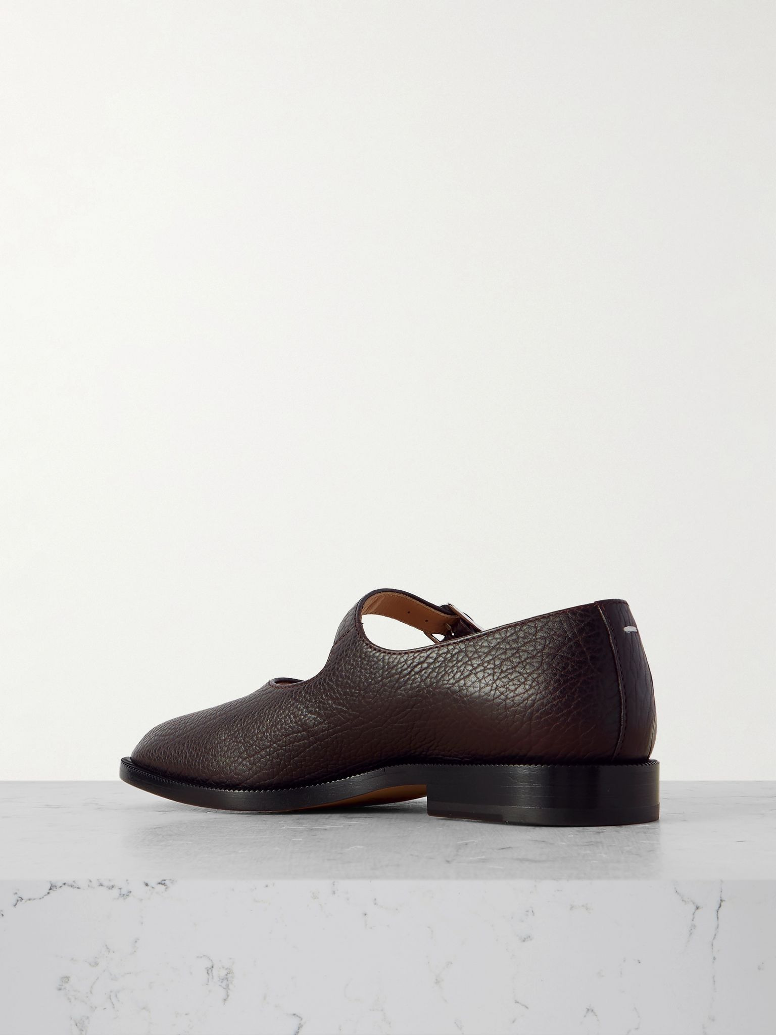 Tabi split-toe textured-leather Mary Jane flats Brown - 3