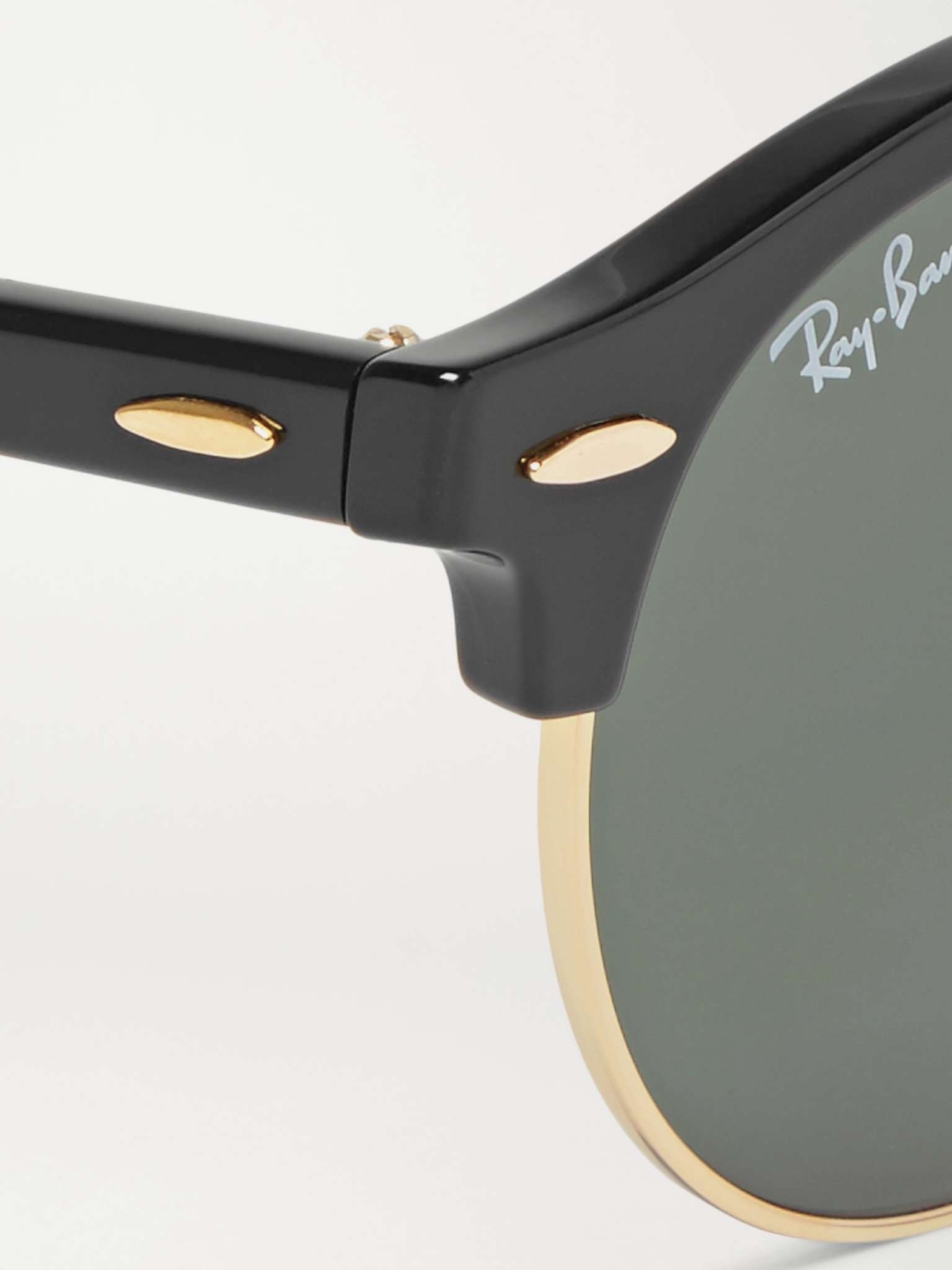 Clubmaster Round-Frame Acetate and Gold-Tone Polarised Sunglasses - 4