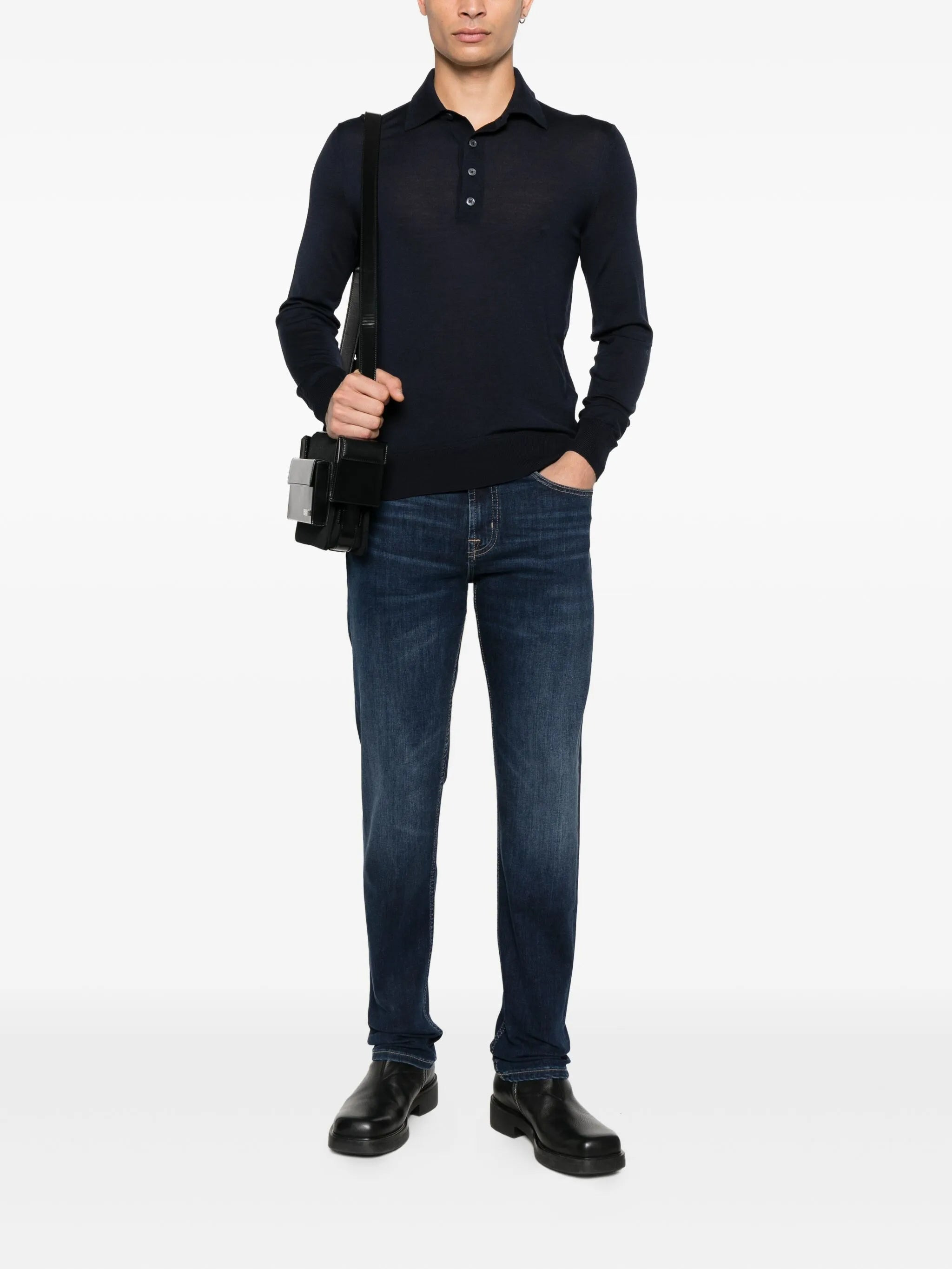 Tom Ford Long-sleeve Button-placket Polo Shirt - 4