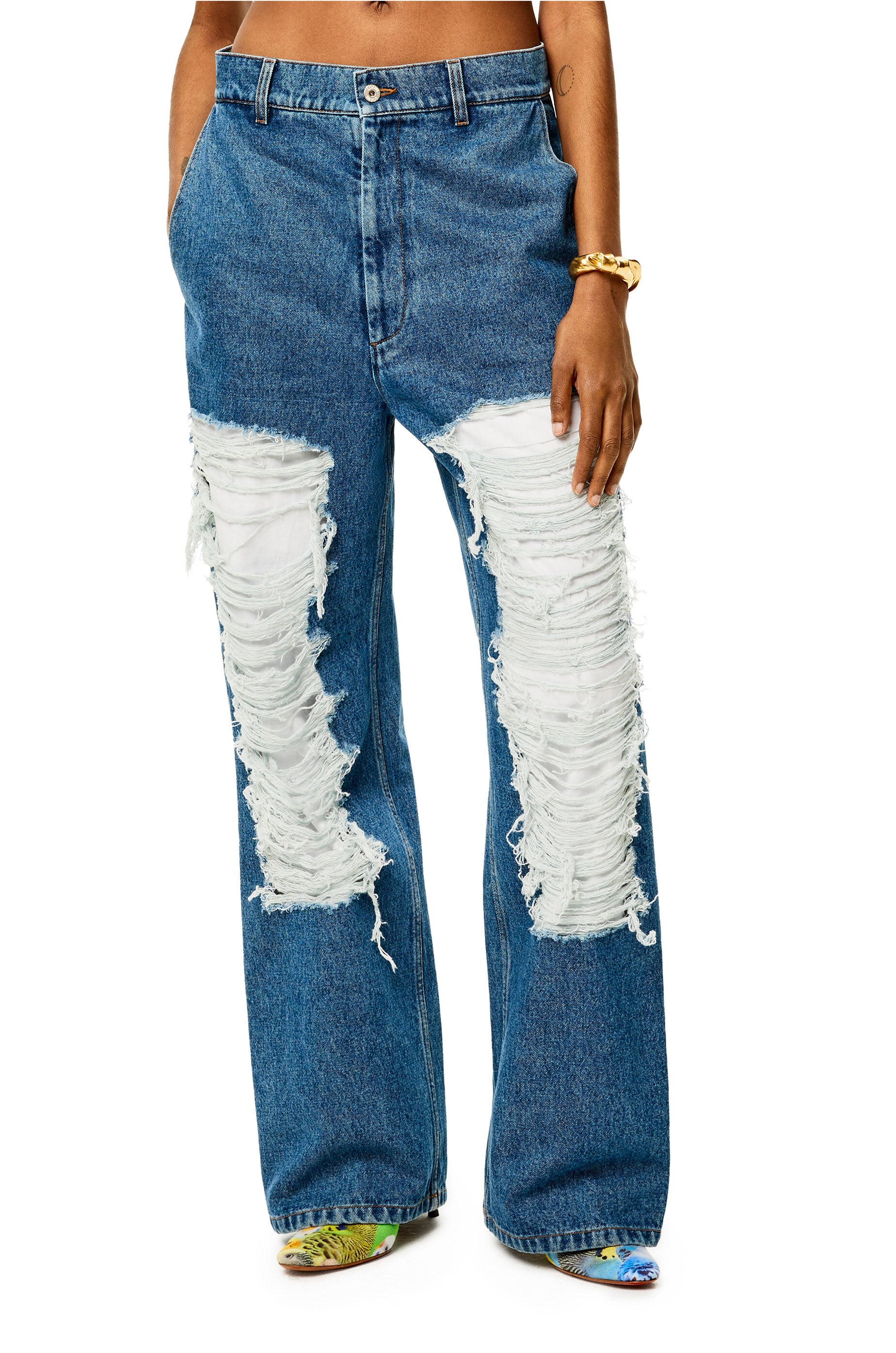 Ripped baggy jeans in denim - 3