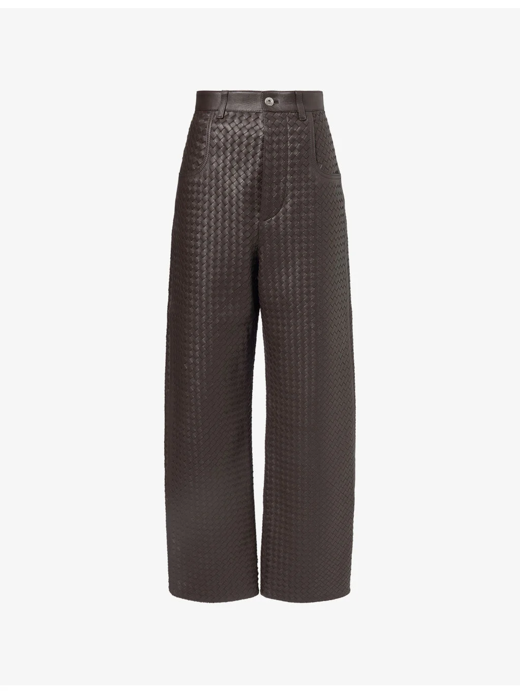 Intrecciato Straight-Leg Leather Trousers - 1