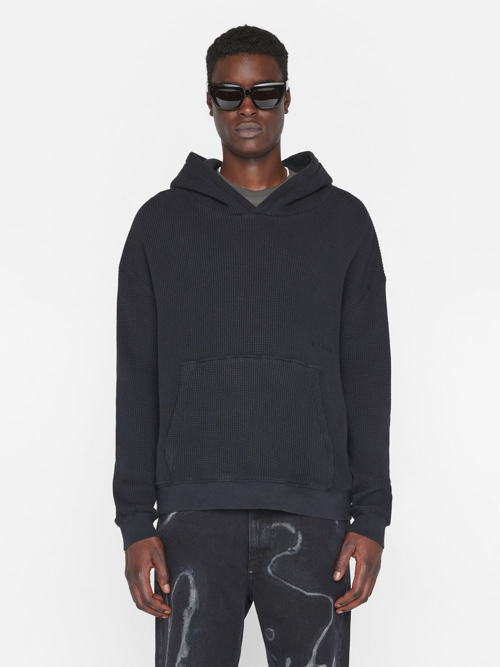Waffle Textured  Hoodie in Noir - 3