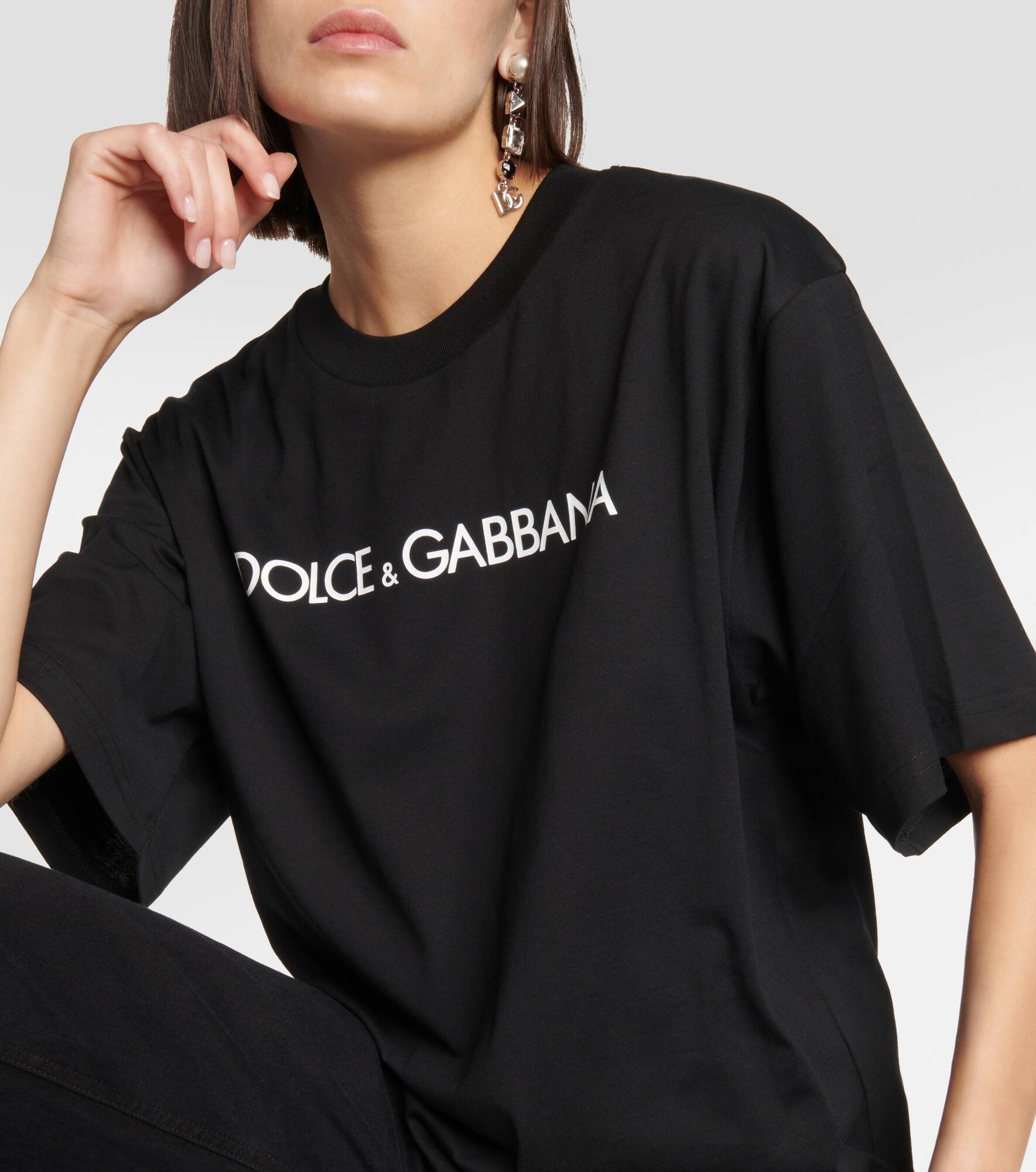 DG cropped cotton jersey T-shirt - 4