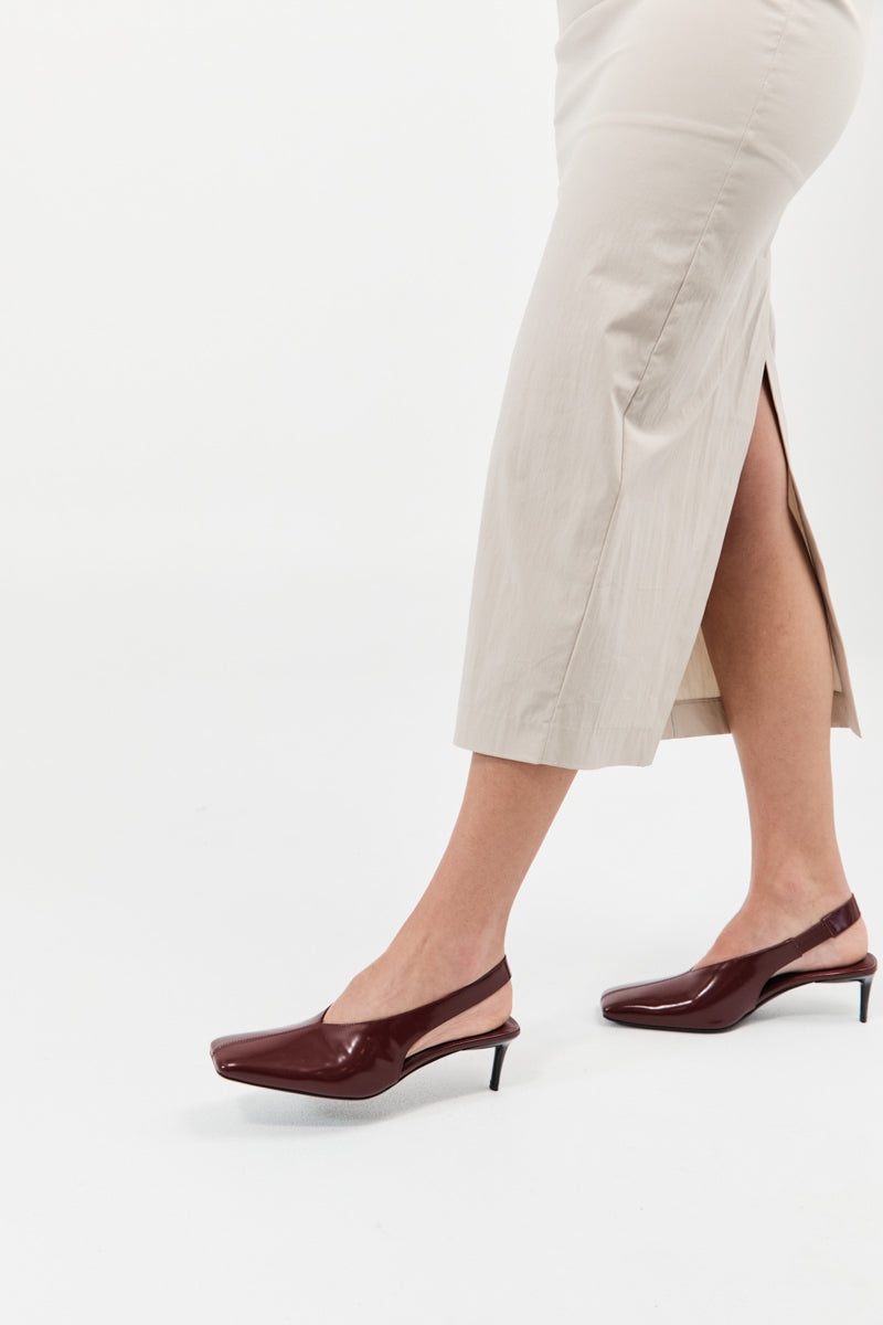 Square Toe Sling Back Heel - Plum - 5