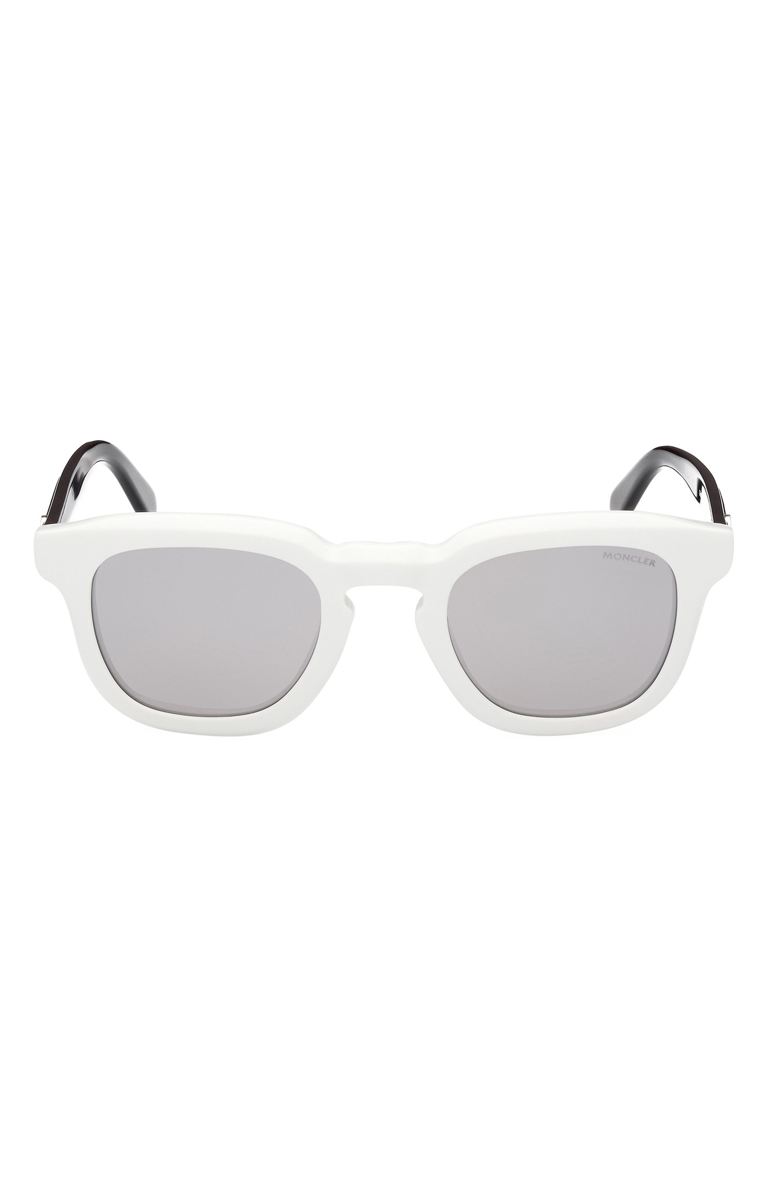 Moncler 50mm Square Sunglasses in White /Smoke Mirror at Nordstrom - 1