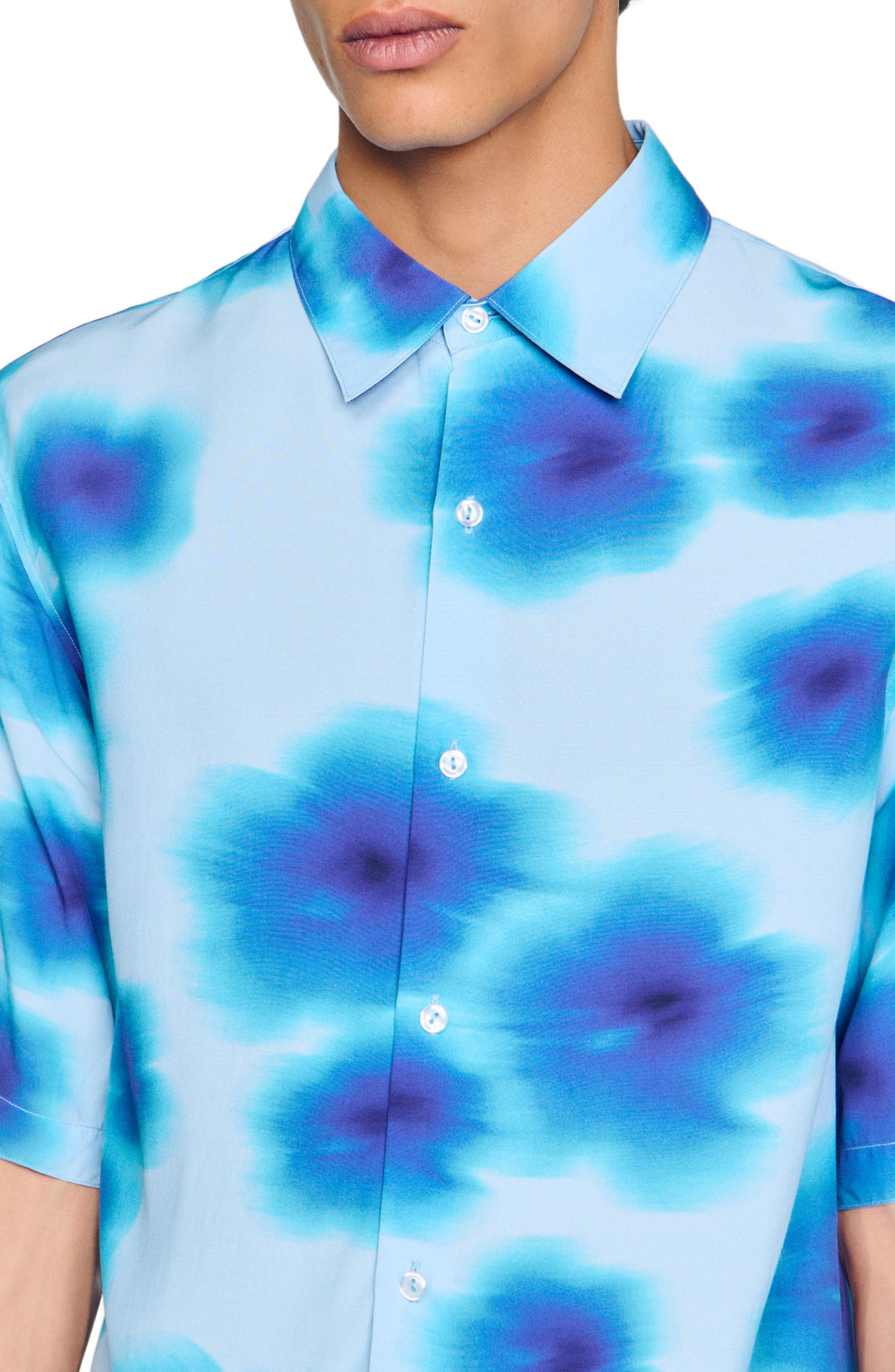 SANDRO Floral motif shirt in Blue Sky at Nordstrom - 4