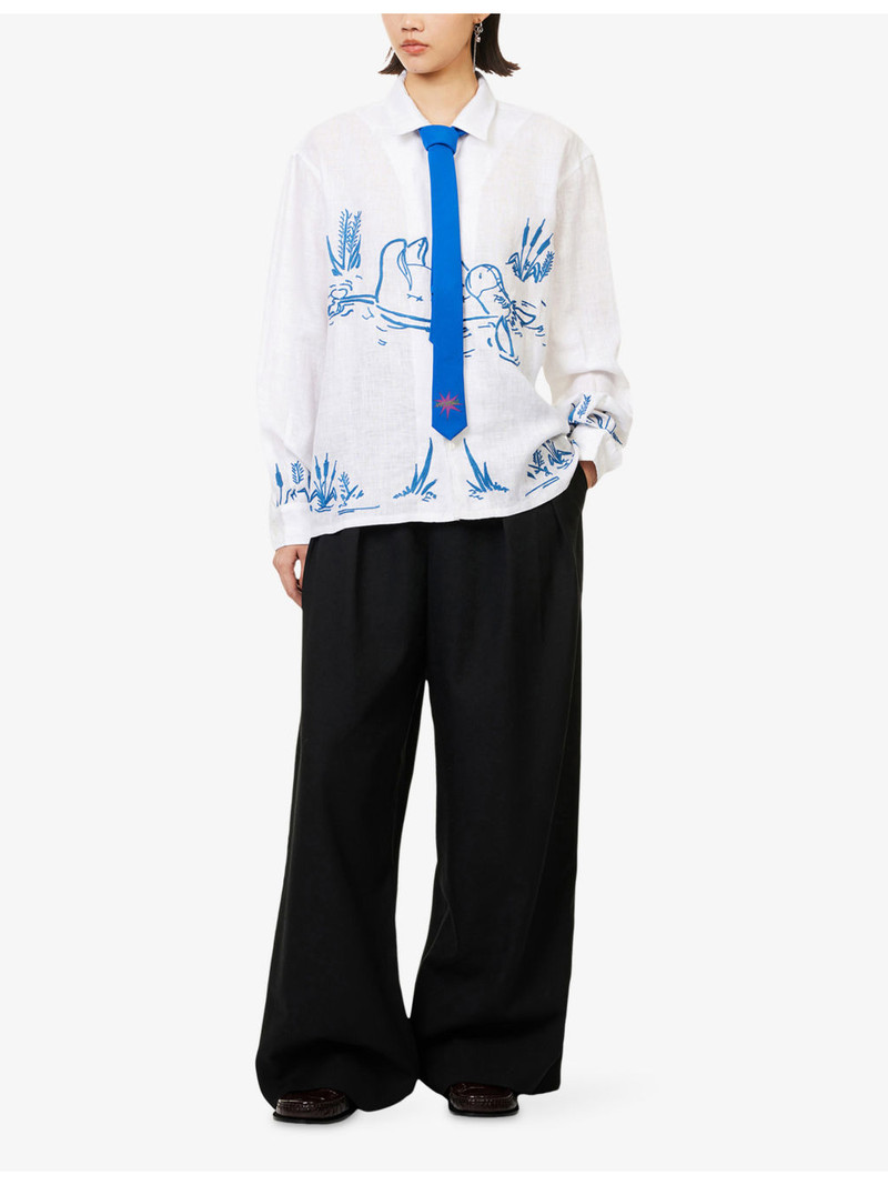 S.S.DALEY Harry Lambert for SS Daley x Disney Winnie The Pooh Embroidered Linen Shirt outlook