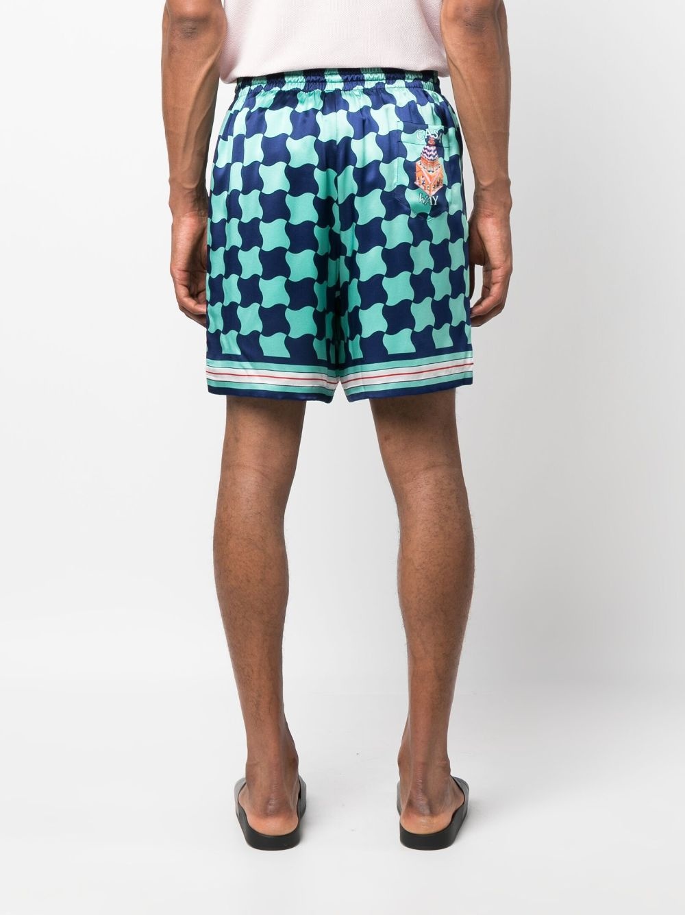 Pool Tile-print silk shorts - 4