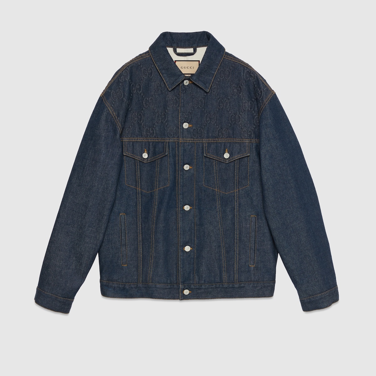 Denim jacket with GG embossed detail - 1