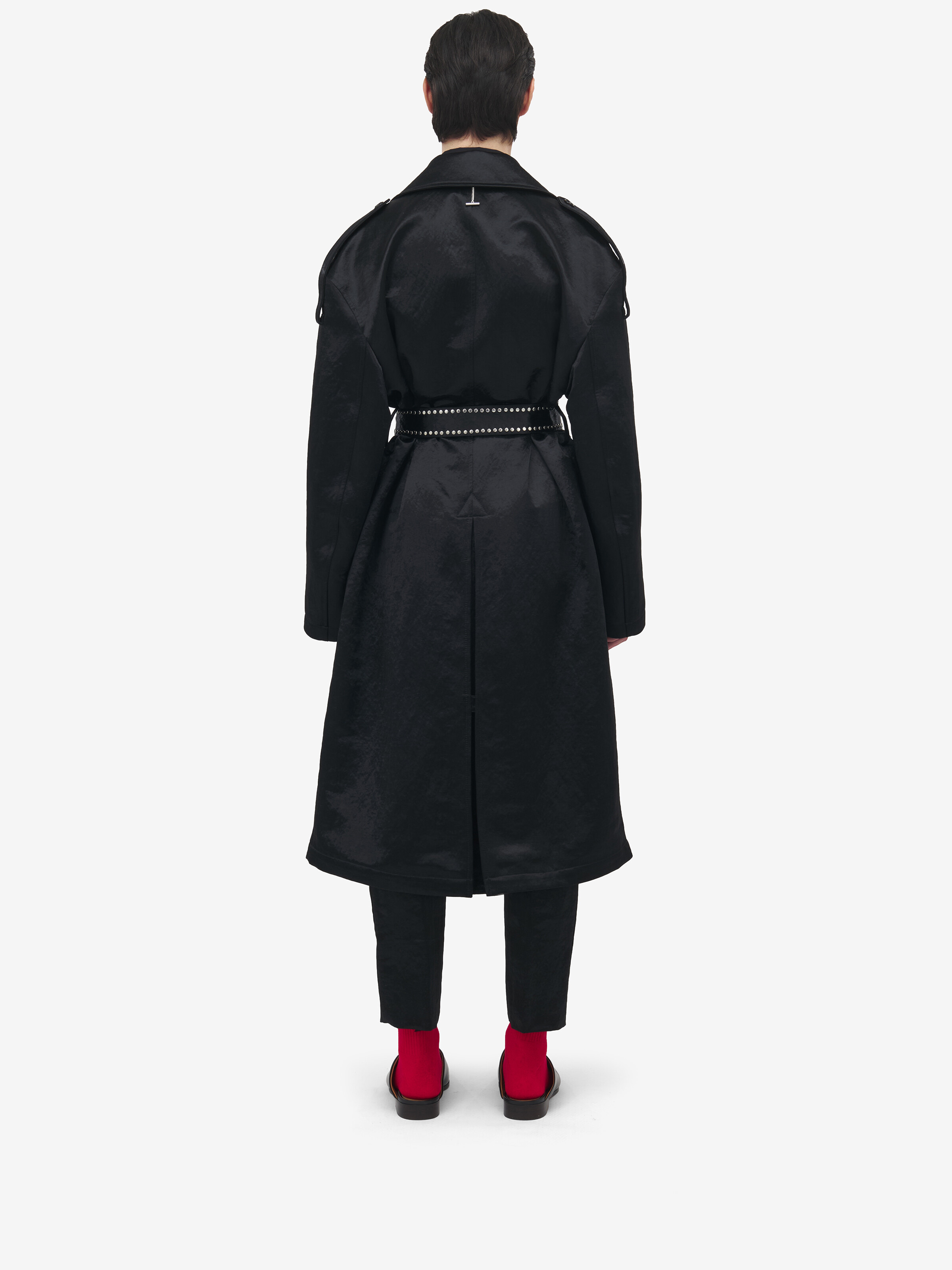 Hammered Satin Trench Coat - 4