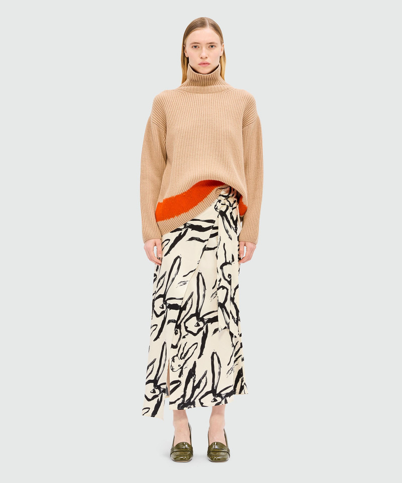 MSGM Ivory midi skirt with "Sketched Bunnies" print outlook