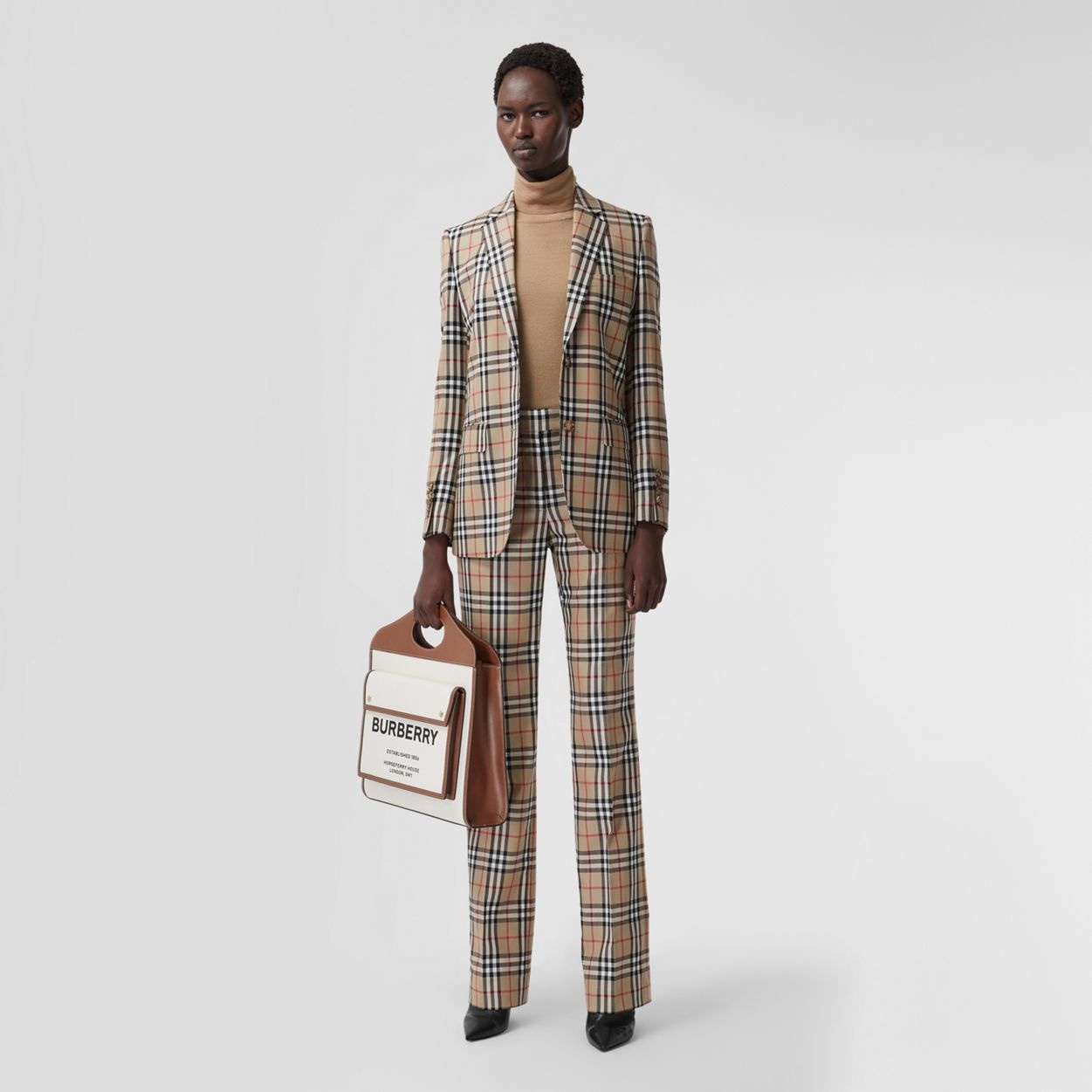 Vintage Check Wool Tailored Trousers - 6