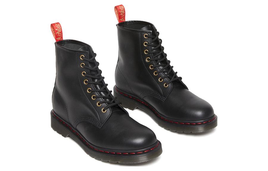 Dr. Martens 1460 Year of the Rabbit Leather Lace Up Boots 'Black Red' 30556004 - 3