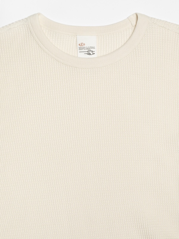 Long Sleeve Waffle T-Shirt Ecru - 3