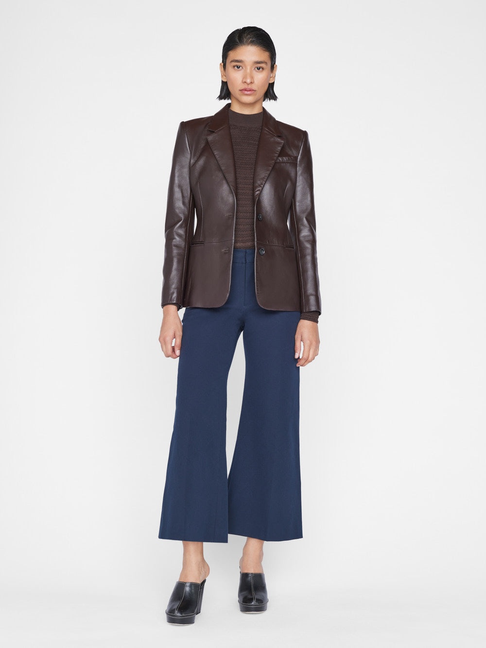 Le Crop Palazzo Trouser in Navy - 3