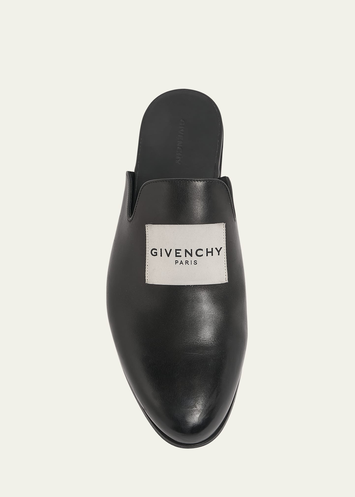 Men's Label Leather Mule Slides - 5