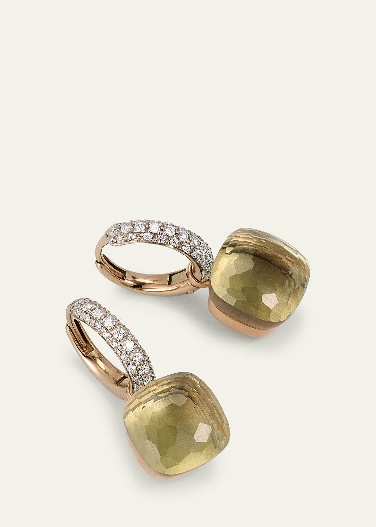 Nudo Prasiolite Drop Earrings with Diamonds - 3