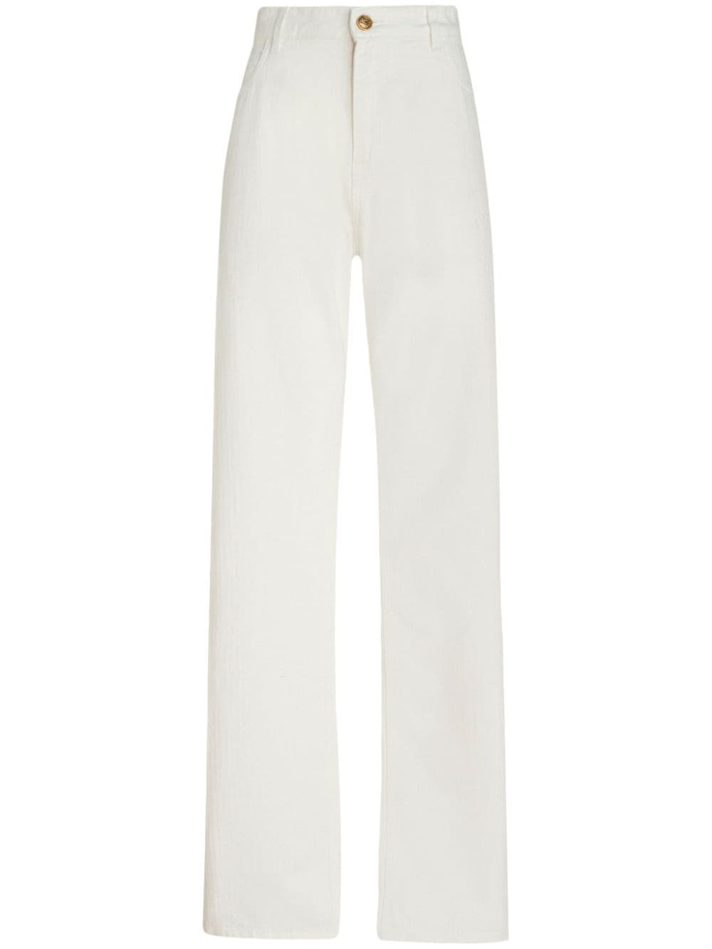 Pegaso-embroidered wide-leg jeans - 1