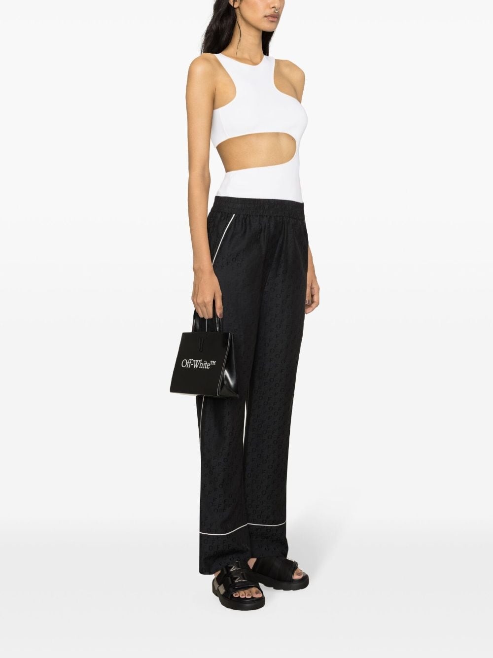 logo-jacquard straight-leg trousers - 3