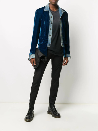 Greg Lauren panelled velvet jacket outlook