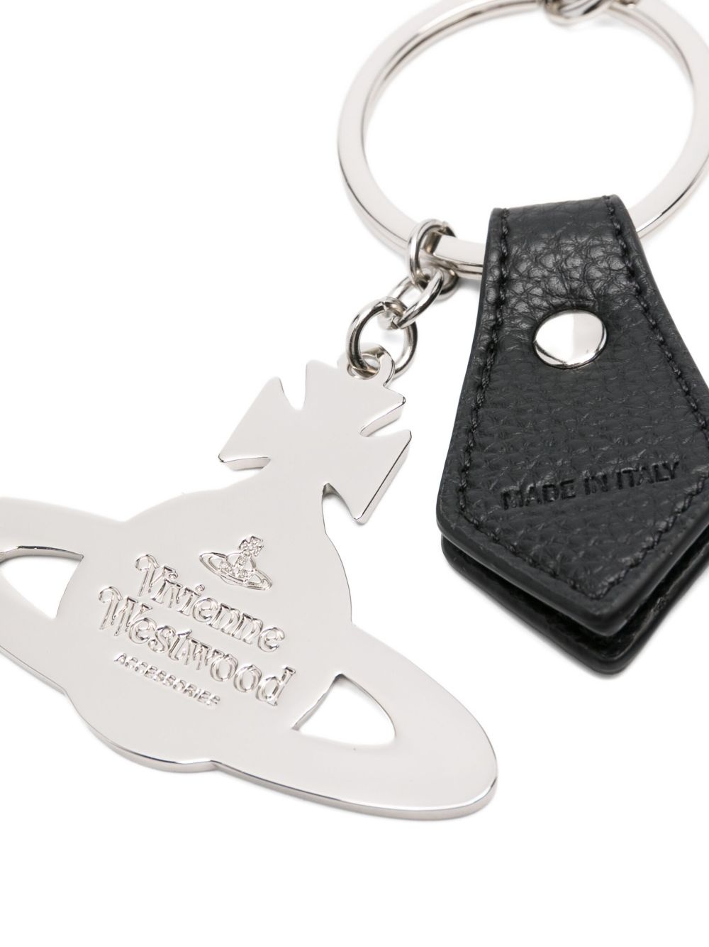 Orb-plaque leather keyring - 2